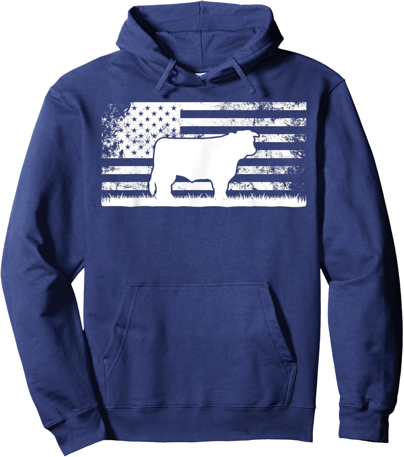 Hereford Rancher - American Flag for Hereford Cow Farmer Hoodie - Hoodie | Navy
