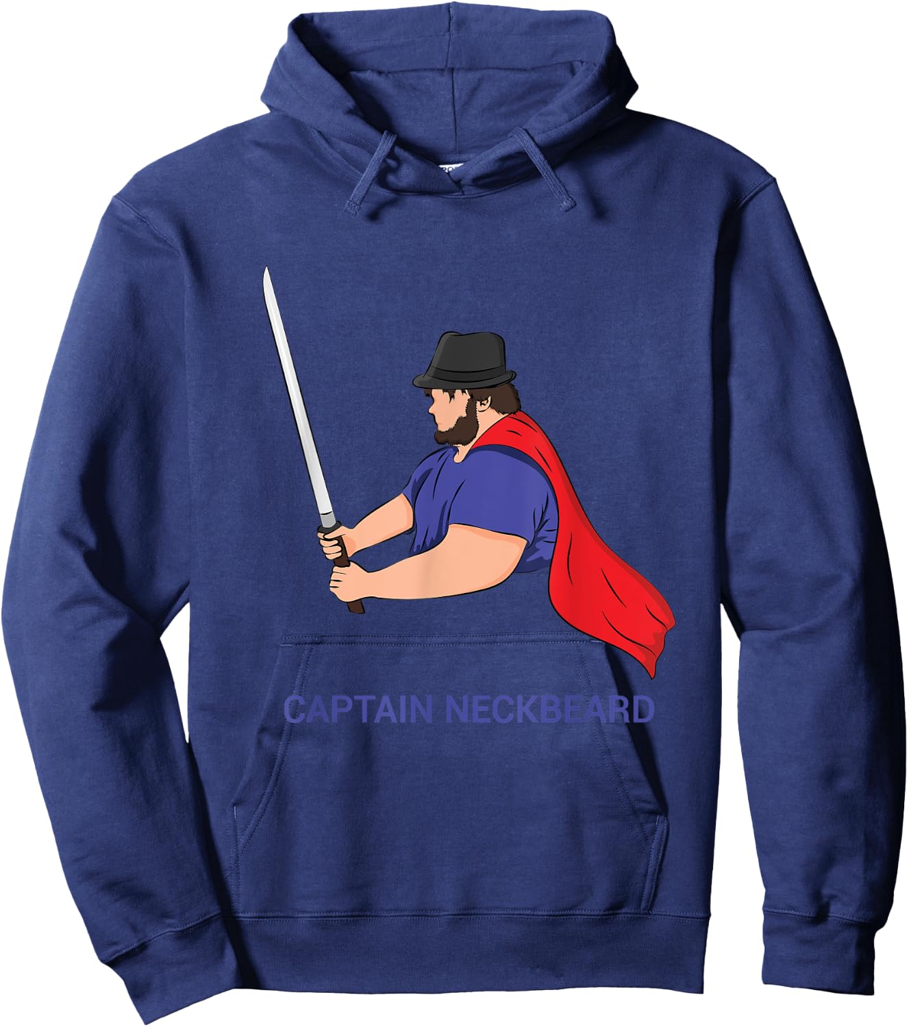 Captain Neckbeard Fedora M'lady Katana Waifu Dank Meme Sire Hoodie - Hoodie | Navy