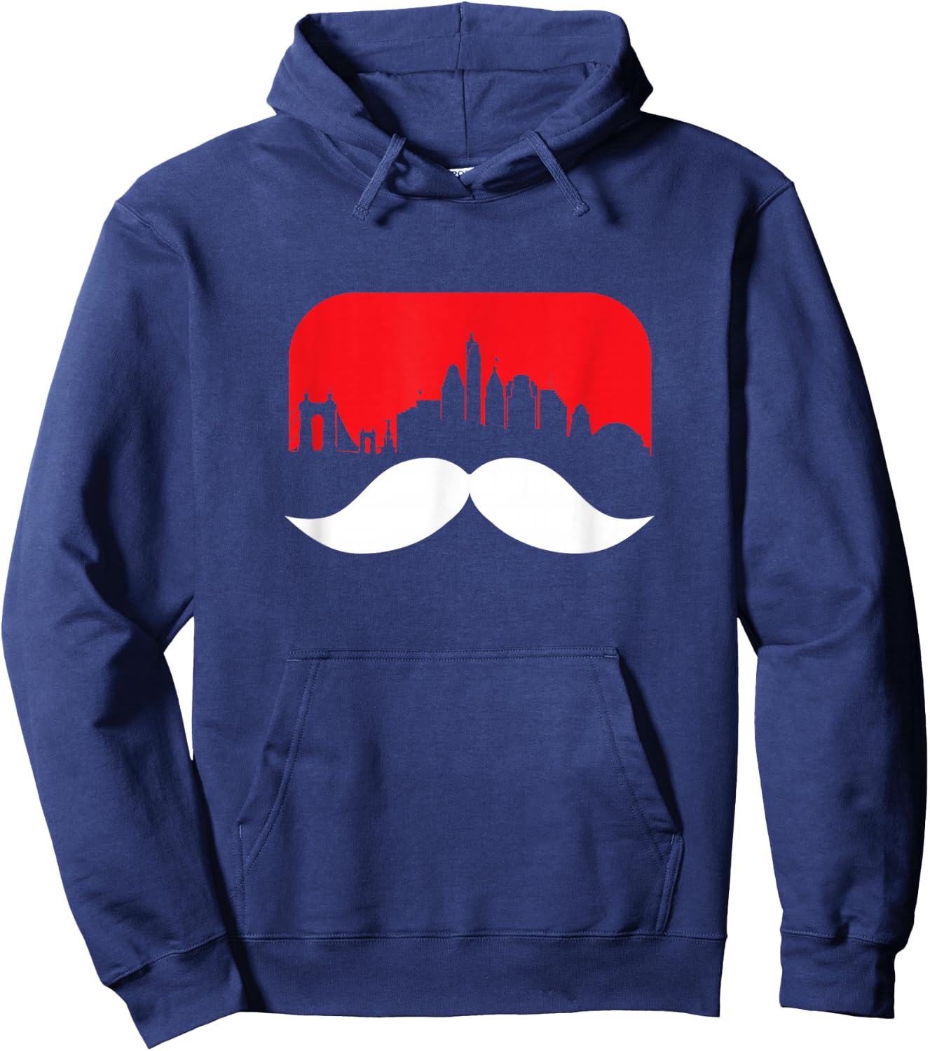 Cincinnati Moustache Shirt & Red Cincinnati Skyline Redlegs Hoodie - Hoodie | Navy