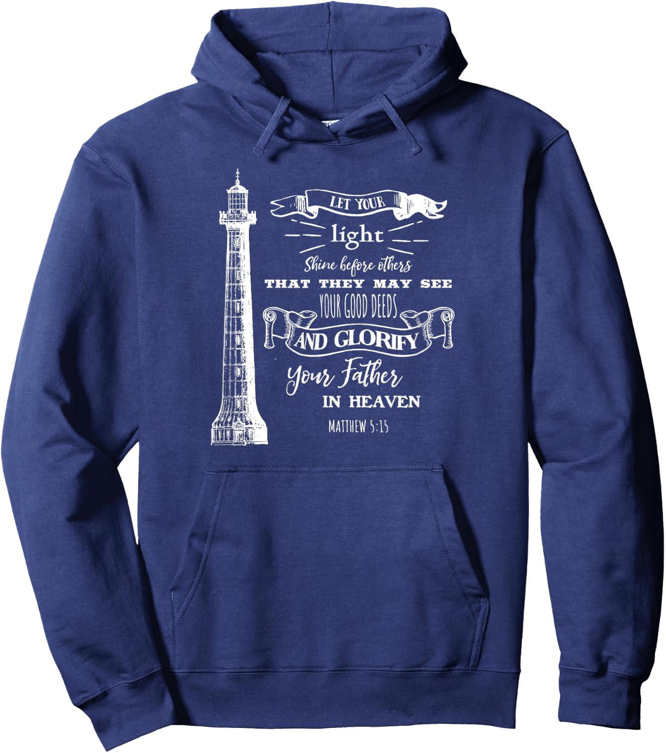Lighthouse Scripture Evangelical Christian Believers Hoodie - Hoodie | Navy