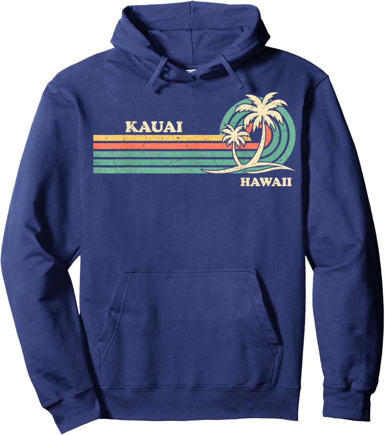 Funny Vintage Retro Summer Vacation Hawaii Kauai Beach Hoodie - Hoodie | Navy