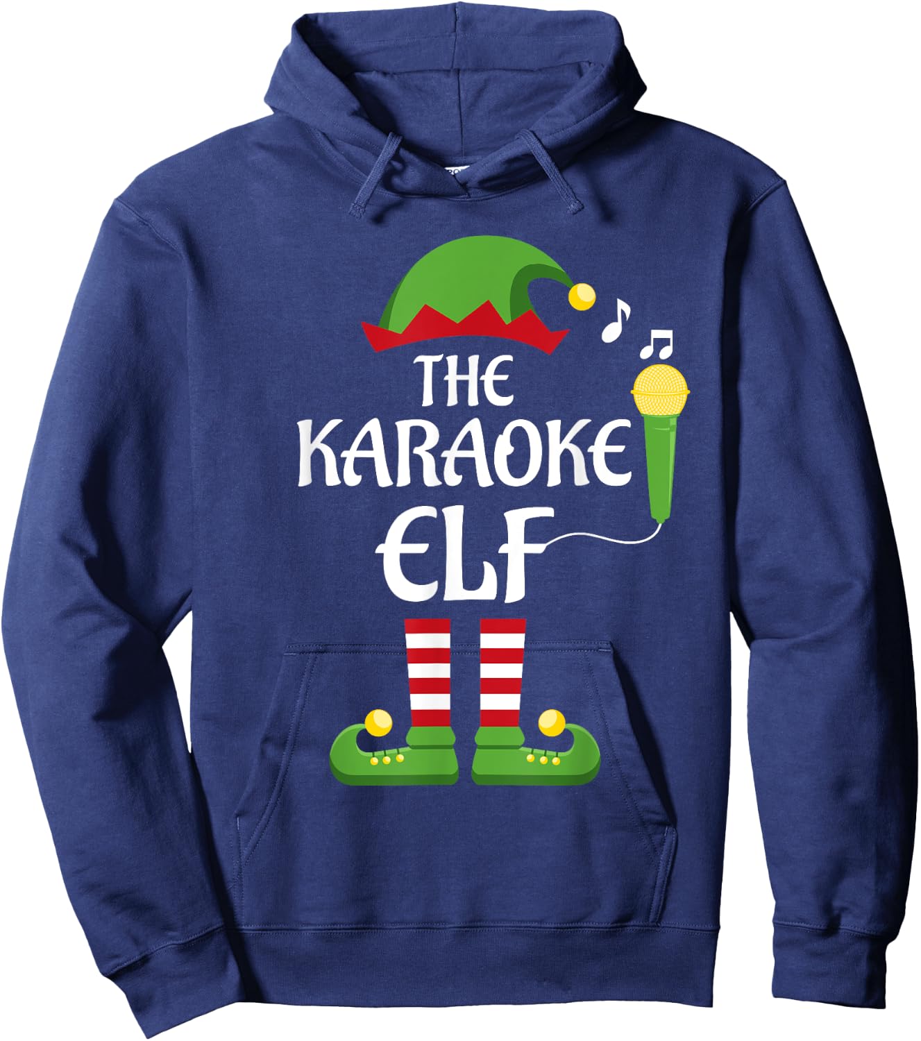 Karaoke Elf Family Matching Group Christmas Singing Hoodie - Hoodie | Navy