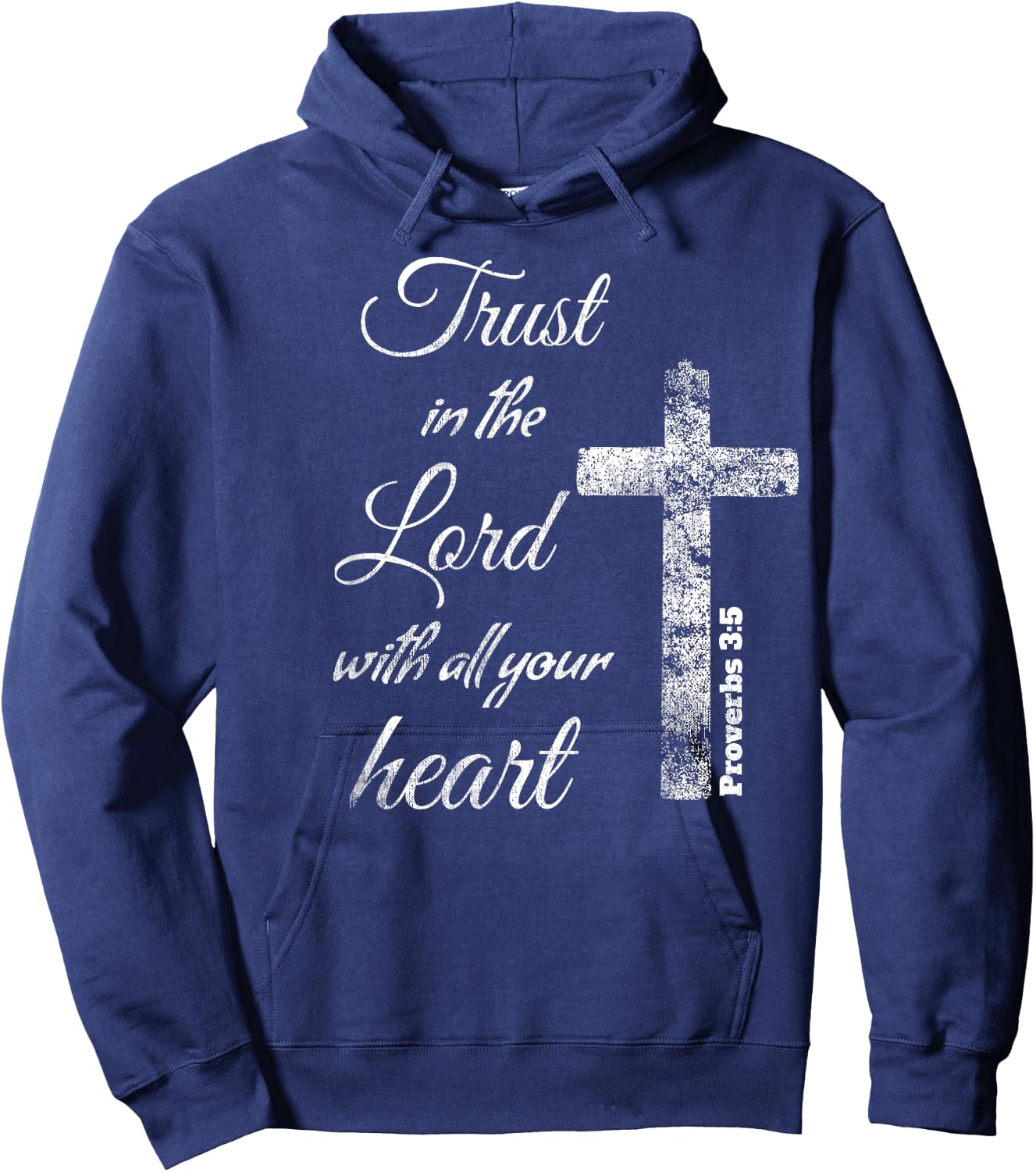 Trust in the Lord with Heart Christian Proverbs 3:5 Hoodie - Hoodie | Navy