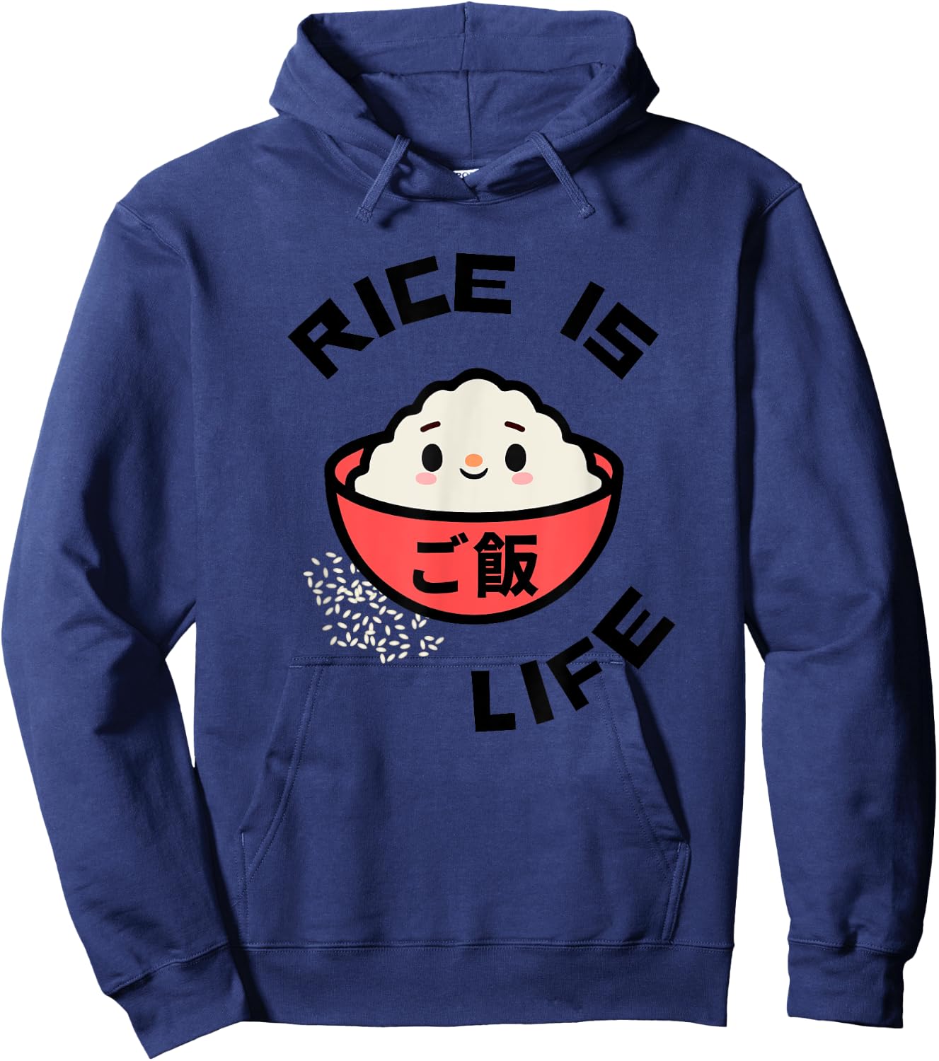 Rice is Life Red Rice Bowl Asian Food Gohan Rice Hoodie - Hoodie | Navy
