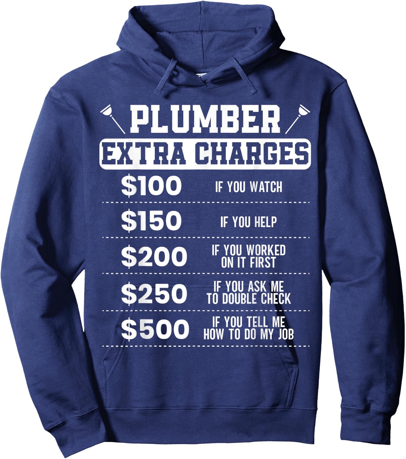 Plumber Extra Charges Plumbing Pipefitter Drain Surgeon Gift Hoodie - Hoodie | Navy