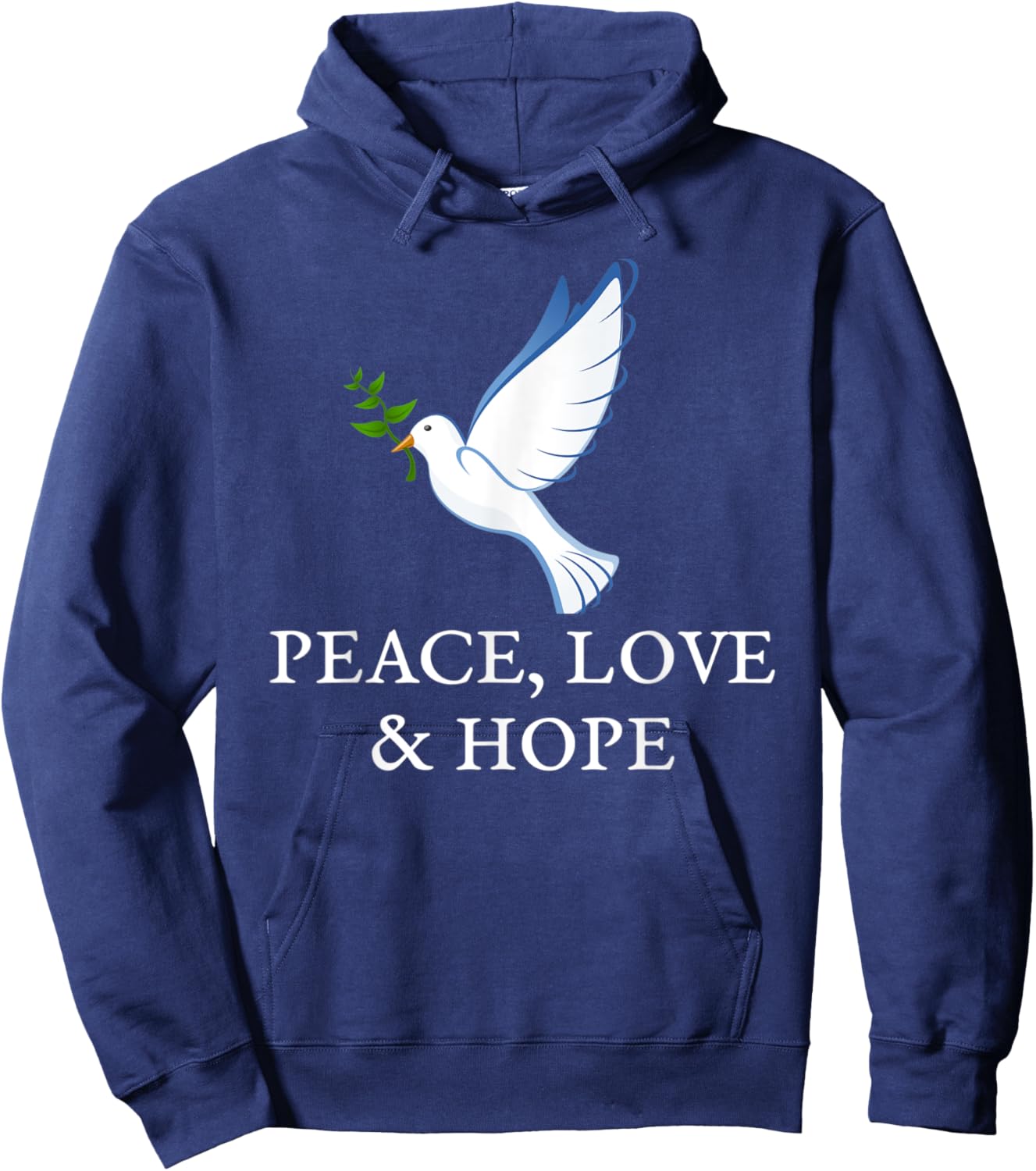 Peace Love Hope Dove Olive Branch Hoodie - Hoodie | Navy