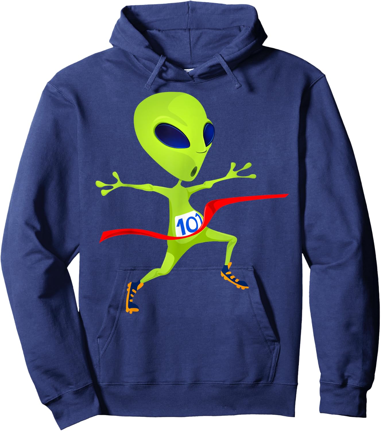 Funny Running Alien , Women & Kids Runners Graphic Hoodie - Hoodie | Navy