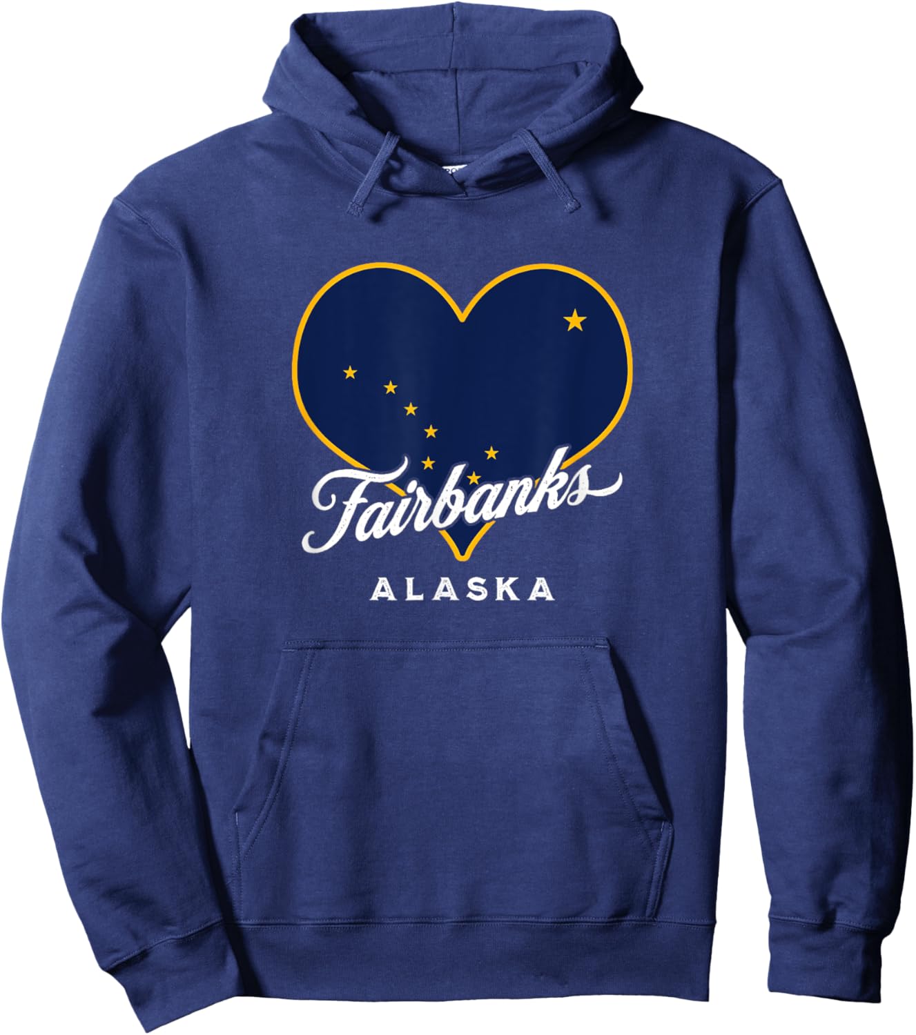 Fairbanks Alaska USA State Flag in Heart Big Dipper Souvenir Hoodie - Hoodie | Navy