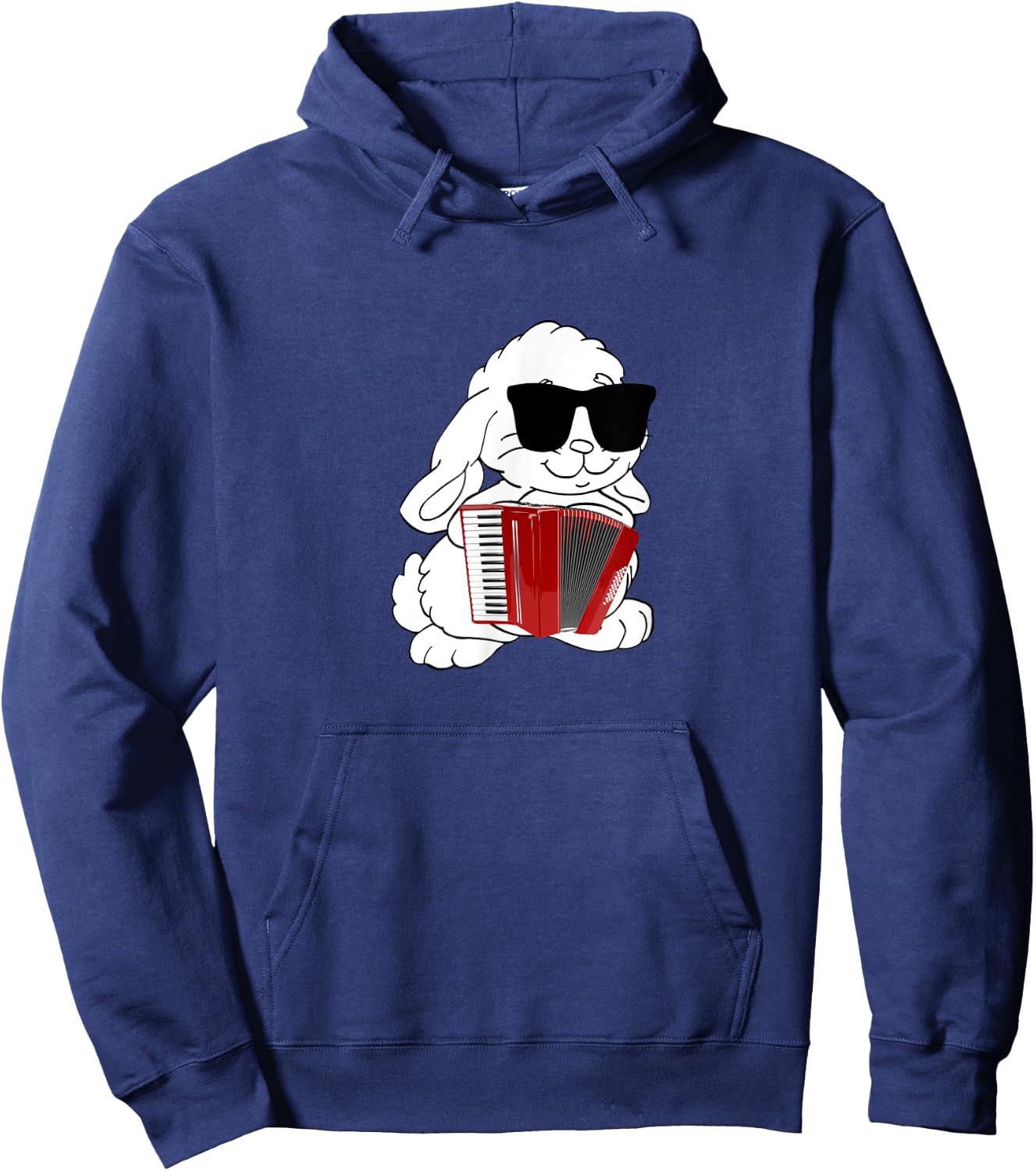 Funny Rabbit Wearing Sunglasses Playing Accordion Hoodie - Hoodie | Navy