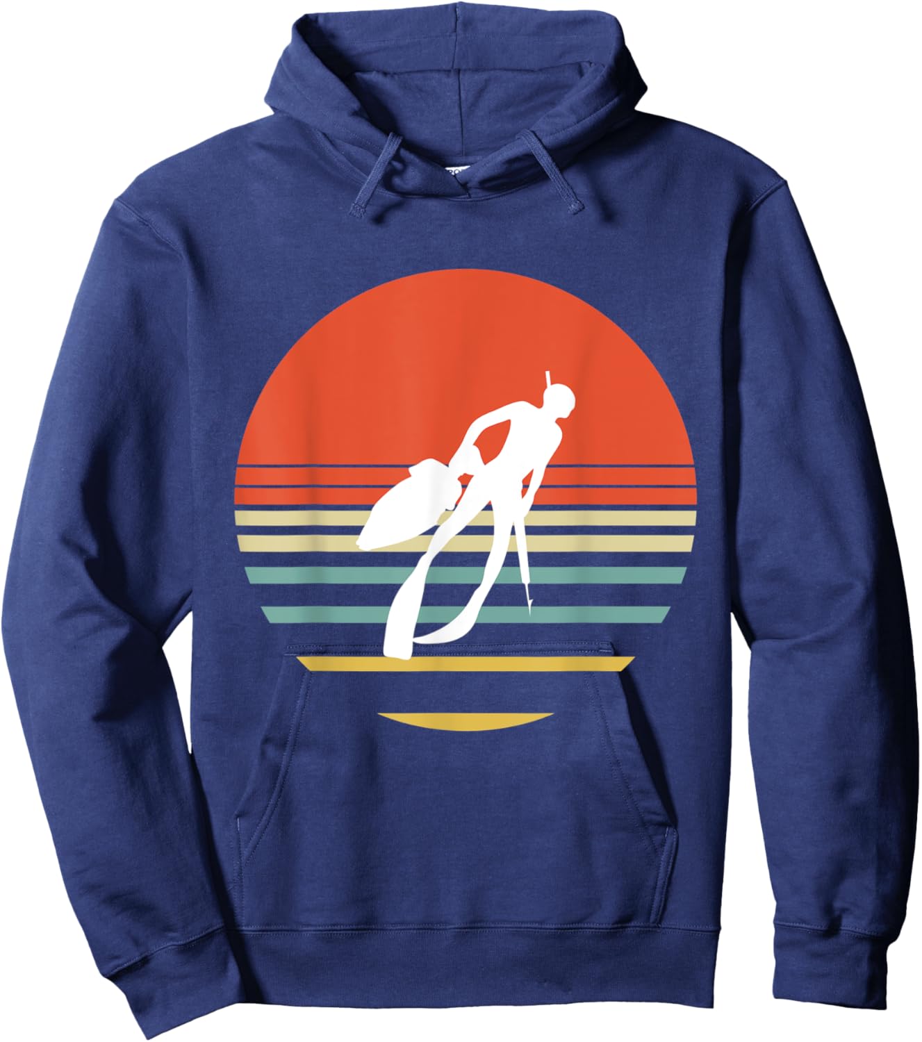 Retro Spearfishing Spearfisher Diving Fishing Scuba Diver Hoodie - Hoodie | Navy