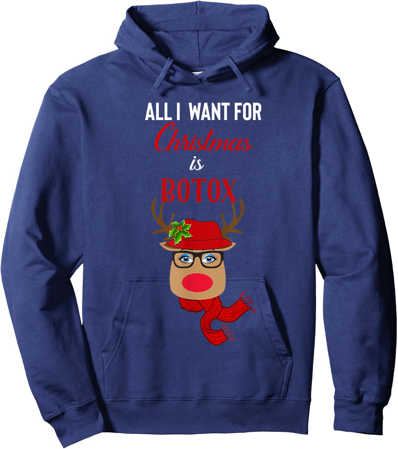 Funny Rudolph Botox Christmas Hoodie - Hoodie | Navy