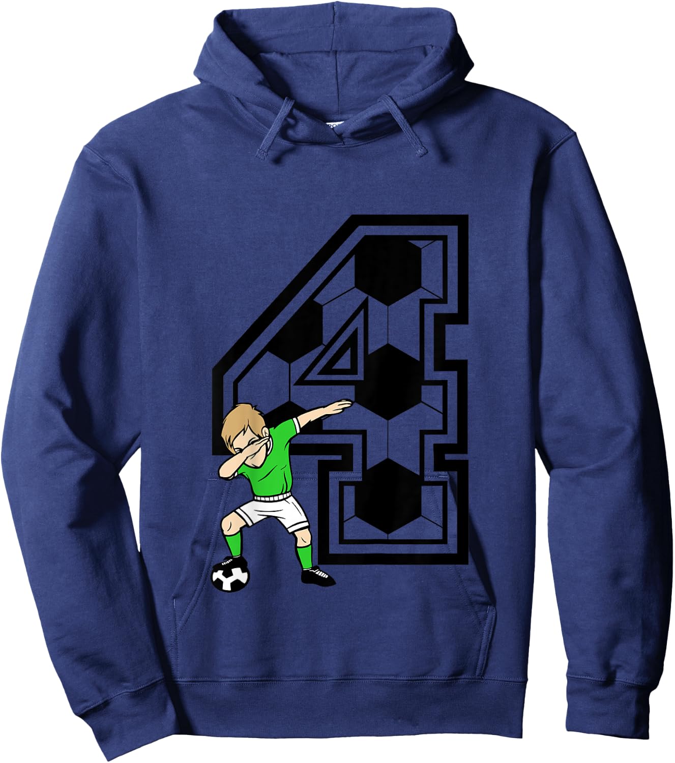 Kids 4 Year Old Boy Soccer Player 4th Birthday Kids Hoodie - Hoodie | Navy