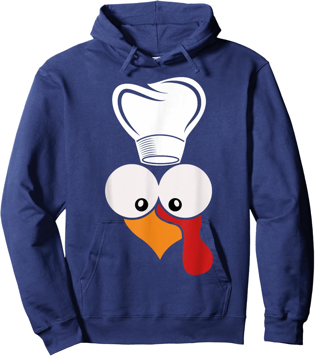 Funny Turkey Face With Chef Hat Thanksgiving Day Matching Hoodie - Hoodie | Navy