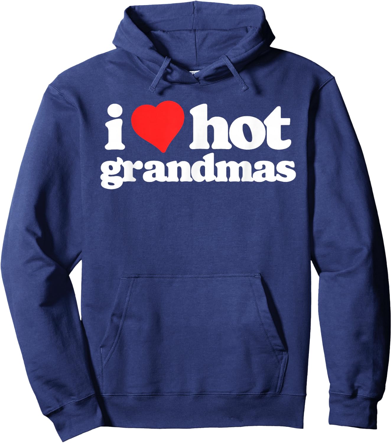 I Love Hot Grandmas Funny 80s Vintage Minimalist Heart Hoodie - Hoodie | Navy