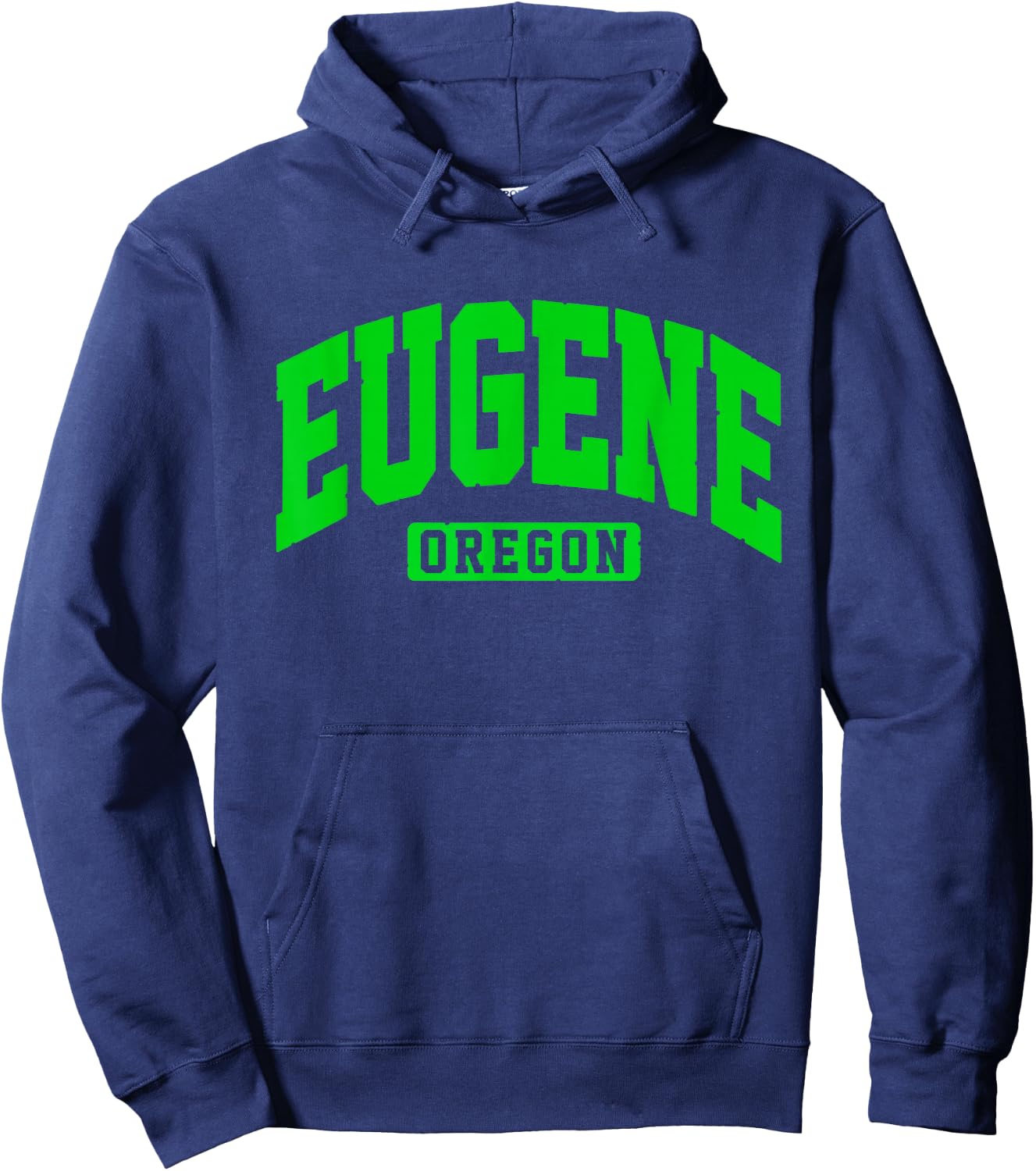 Eugene Oregon Green Block Athletic College Sports Team Style Hoodie - Hoodie | Navy