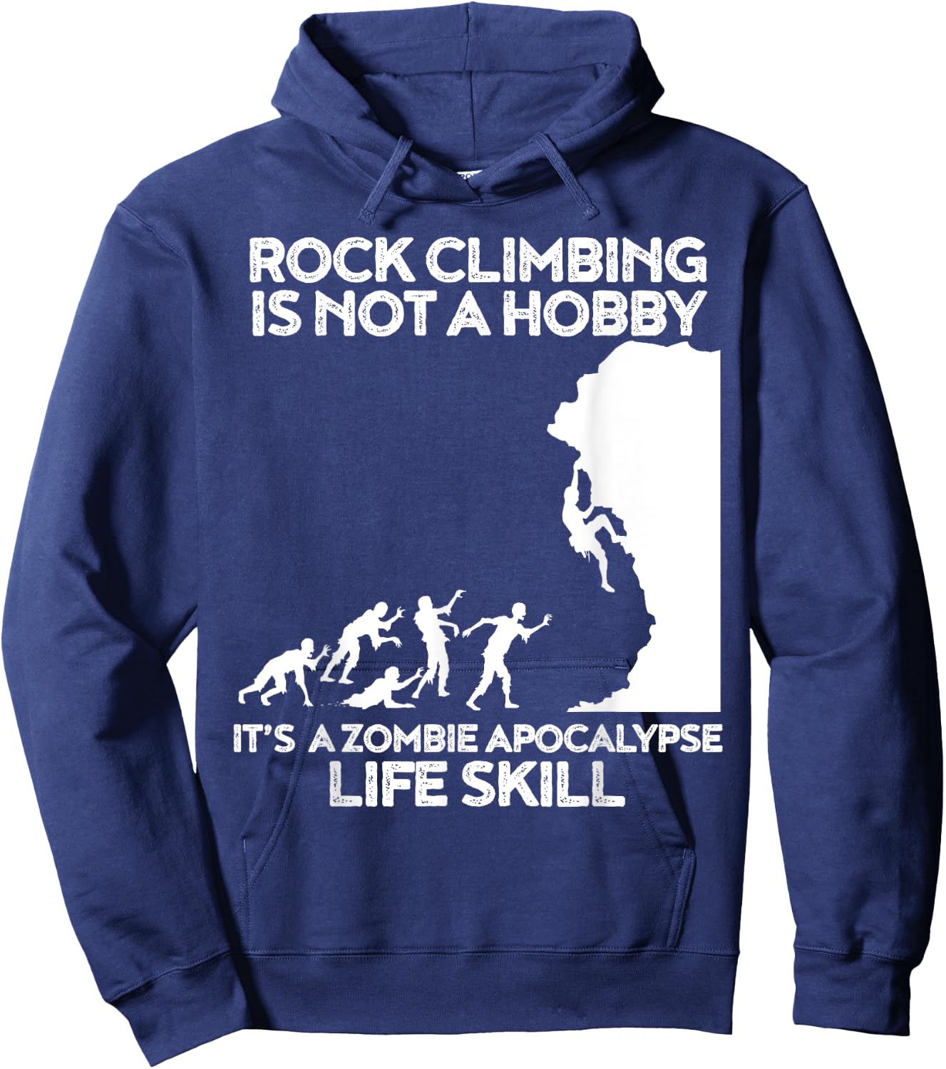 Funny Climbing Zombie Escape Rock Climber Hoodie - Hoodie | Navy