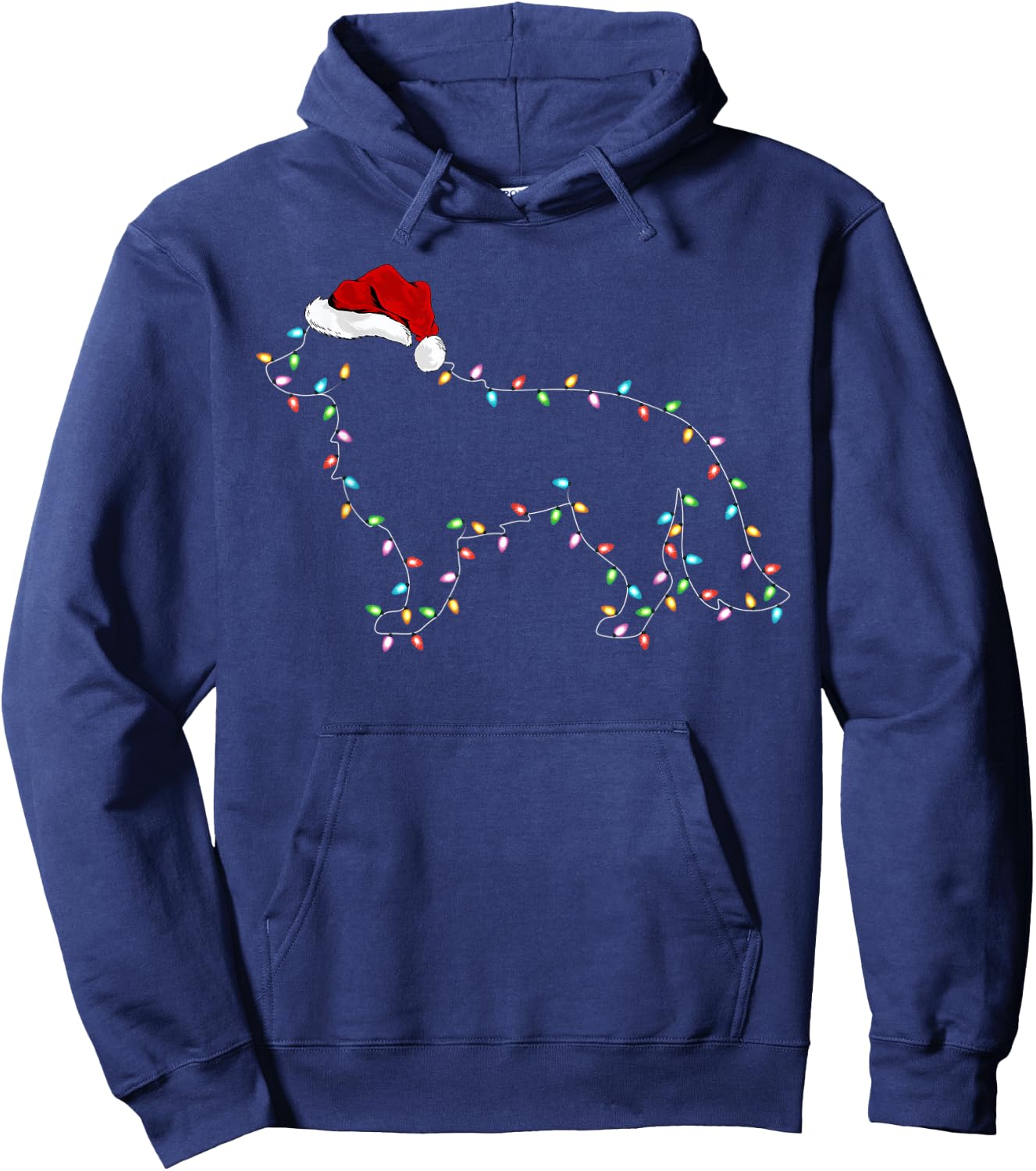 Funny Xmas Lighting Santa Hat Border Collie Dog Christmas Women Kids Hoodie - Hoodie | Navy