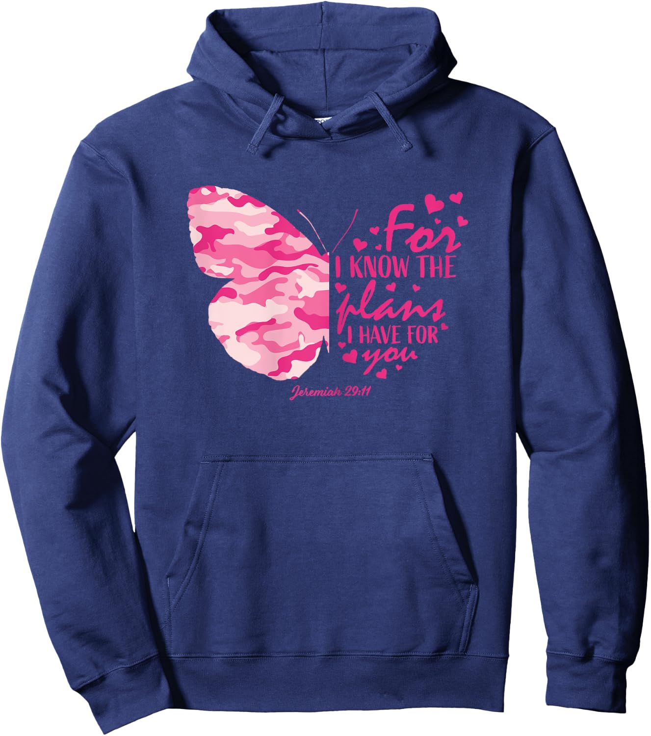 Pink Camo Butterfly Gifts Christian Bible Verse Hope Graphic Hoodie - Hoodie | Navy