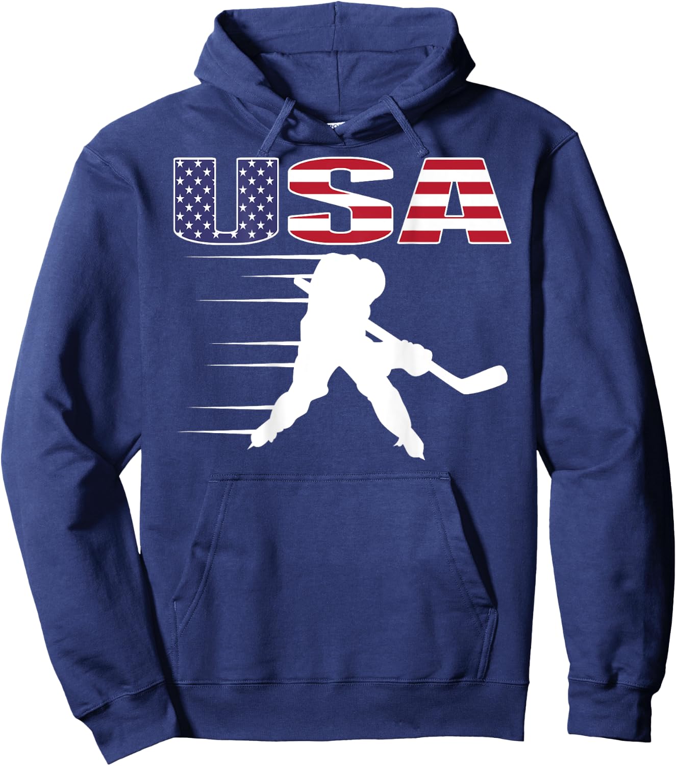 America Ice Hockey Lovers Jersey - USA Flag Hockey Team Fans Women Kids Men Hoodie - Hoodie | Navy