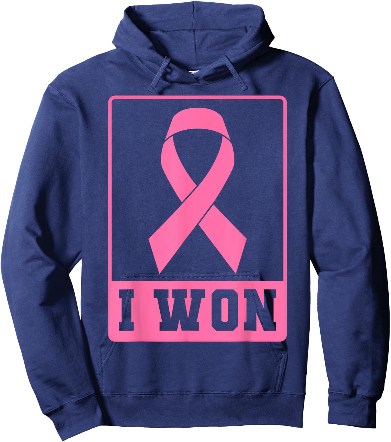 I Won Breast Cancer Awareness Pink Ribbon Hoodie - Hoodie | Navy