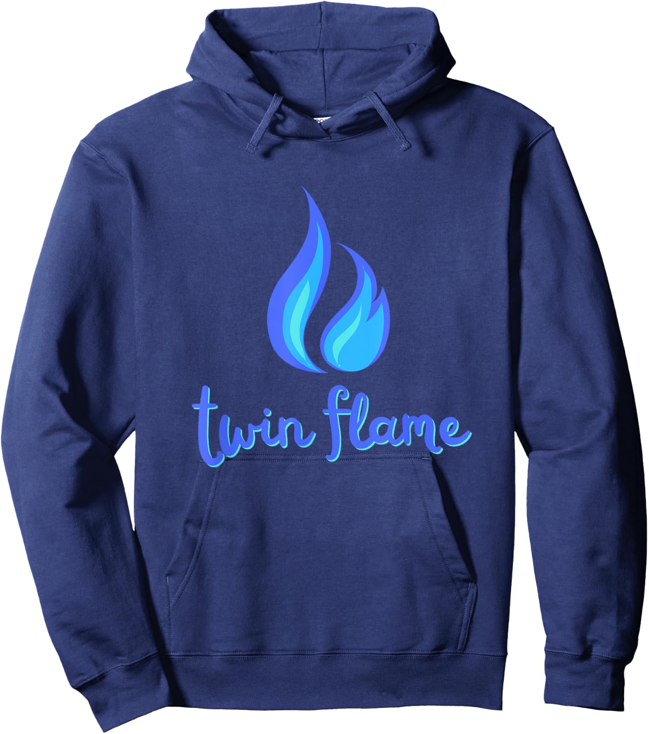 Twin Flame Soule Mate (Blue Fire Flame Cursive Design) Hoodie - Hoodie | Navy