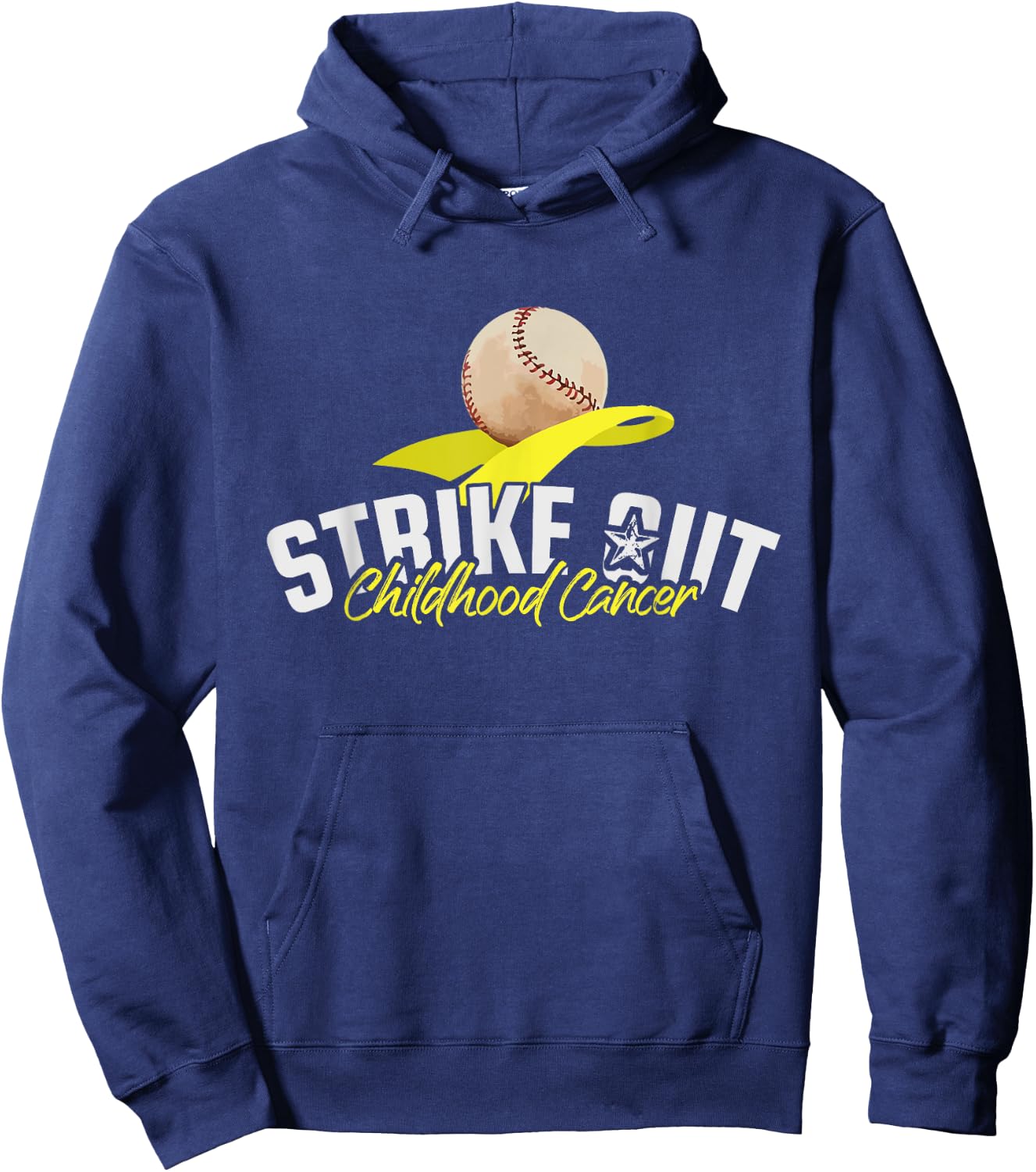 Strike Out Childhood Cancer Awareness Gold Ribbon Gift Hoodie - Hoodie | Navy