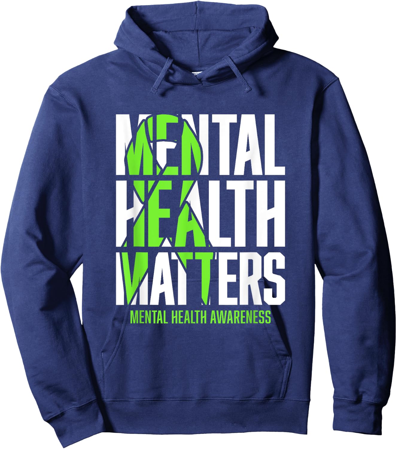 Mental Health Matters Green Ribon Mental Health Awareness Hoodie - Hoodie | Navy