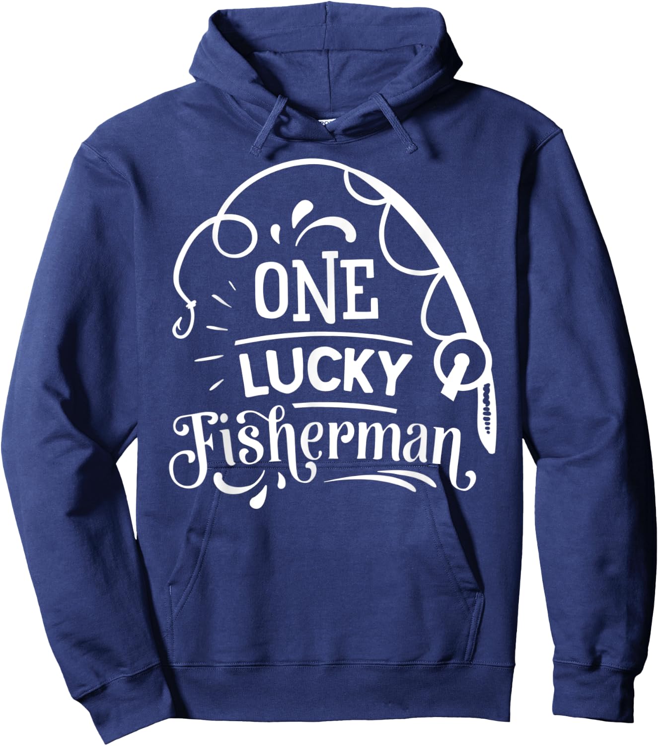One Lucky Fisherman Matching Couples Fishing Hoodie - Hoodie | Navy