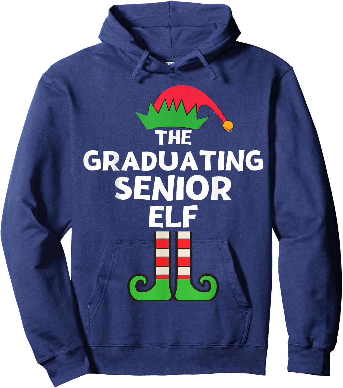 Graduating Senior Elf Matching Family Christmas Party Pajama Hoodie - Hoodie | Navy