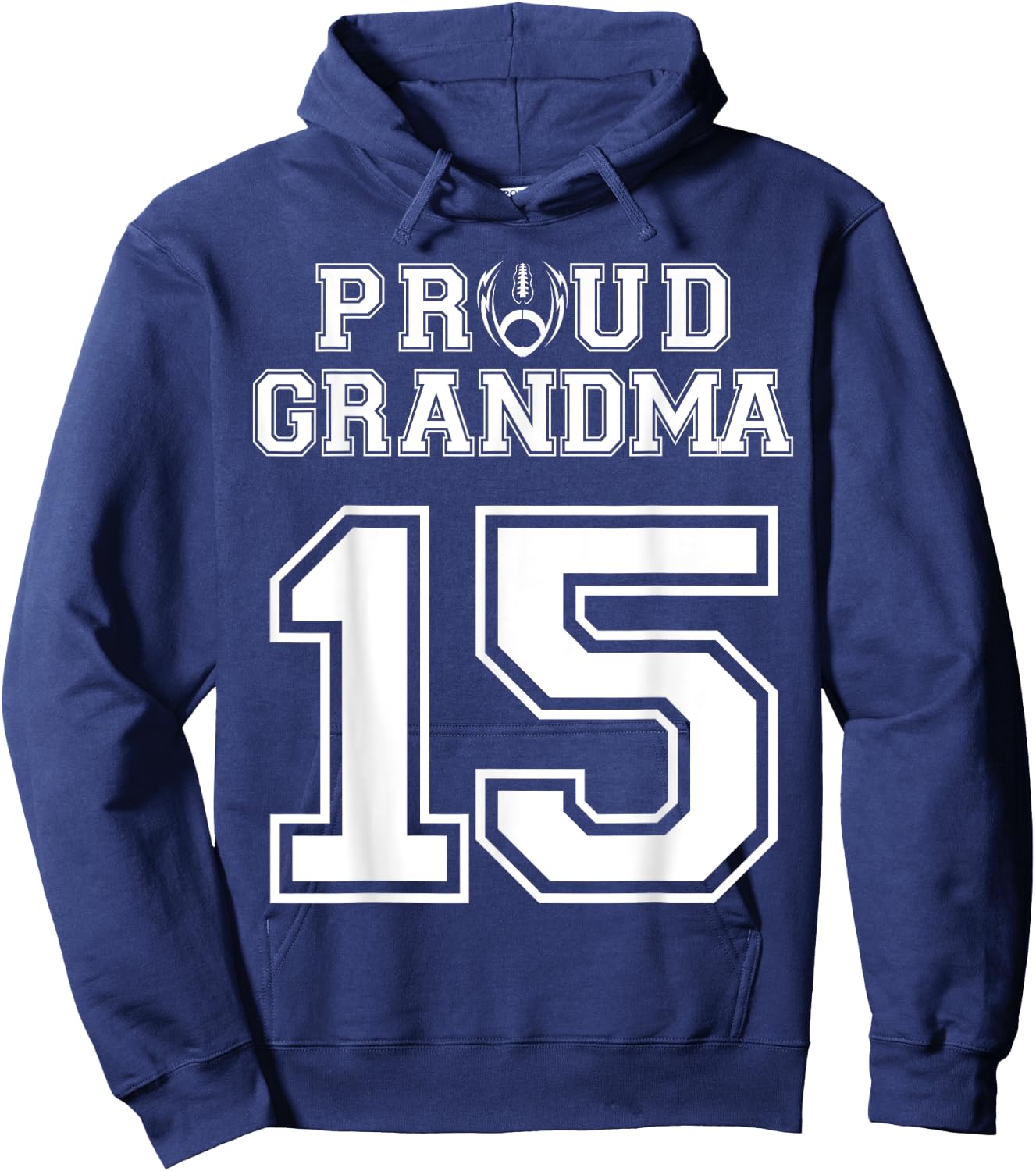 Custom Proud Football Grandma Number 15 Personalized Women Hoodie - Hoodie | Navy