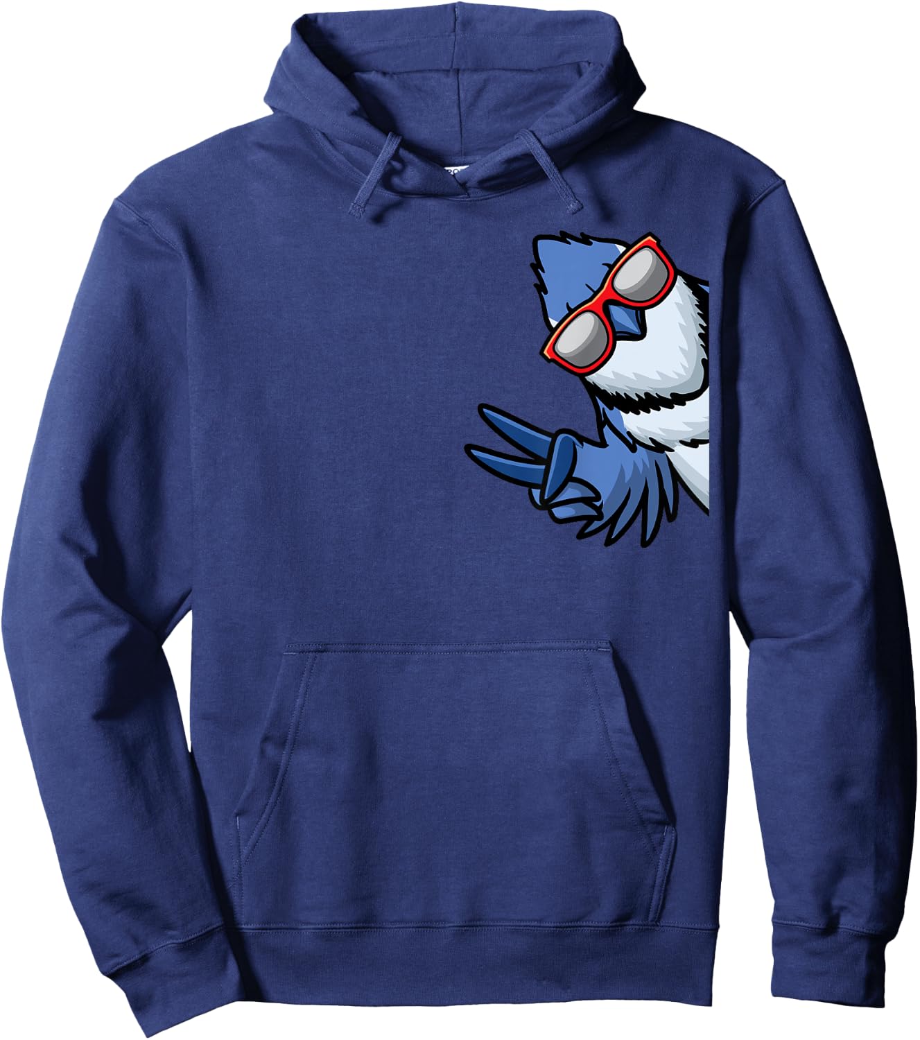 Blue Jay Bird Cyanocitta Cristata From Side With Sunglasses Hoodie - Hoodie | Navy