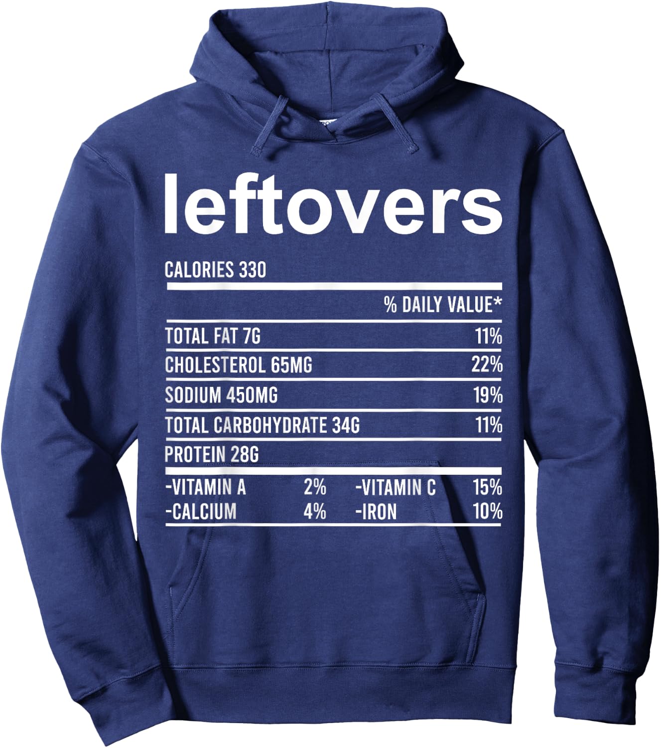 Funny Thanksgiving Food Apparel, Leftovers Nutrition Facts Hoodie - Hoodie | Navy