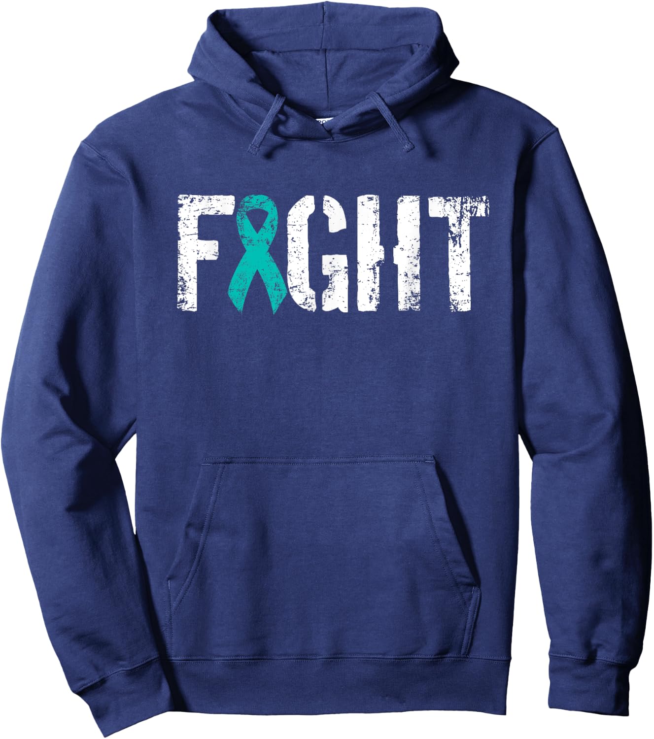 Fight Ovarian Cancer - Military Style Awareness Ribbon Hoodie - Hoodie | Navy