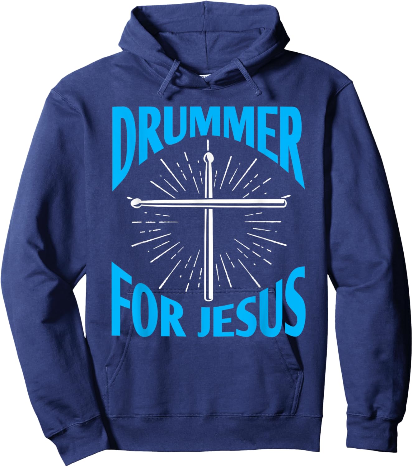 Christian Drummer for Jesus Drums Sticks Drumming Cross Hoodie - Hoodie | Navy