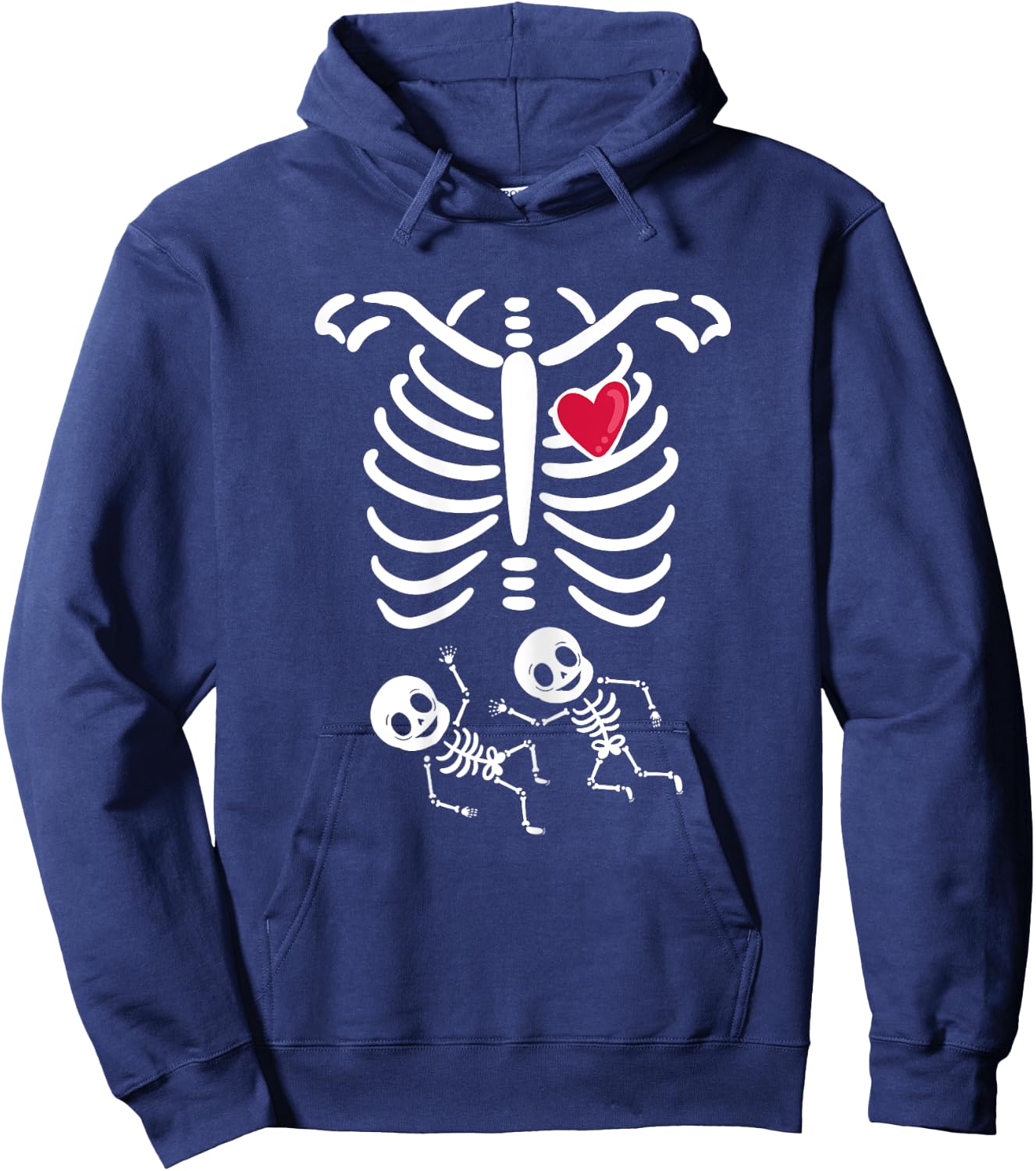 Halloween Pregnancy Twins Costumes Pregnant Skeleton Hoodie - Hoodie | Navy