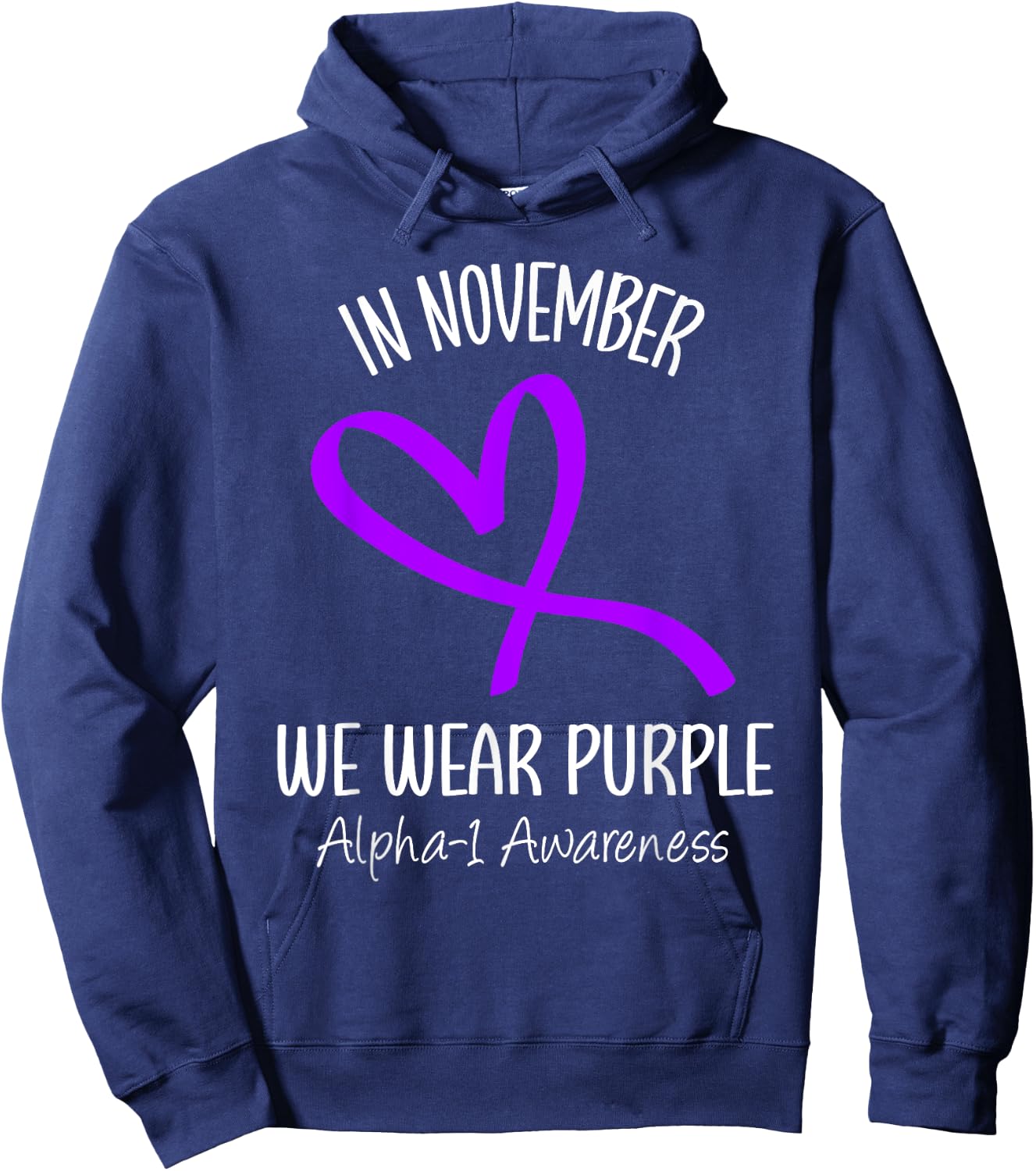 Heart Purple Alpha-1 Antitrypsin Deficiency Awareness Month Hoodie - Hoodie | Navy