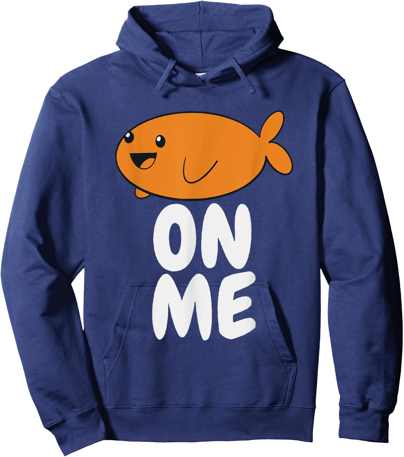 Gift Kids Fish On Me -Kids Black Cartoon Fish Small Hoodie - Hoodie | Navy