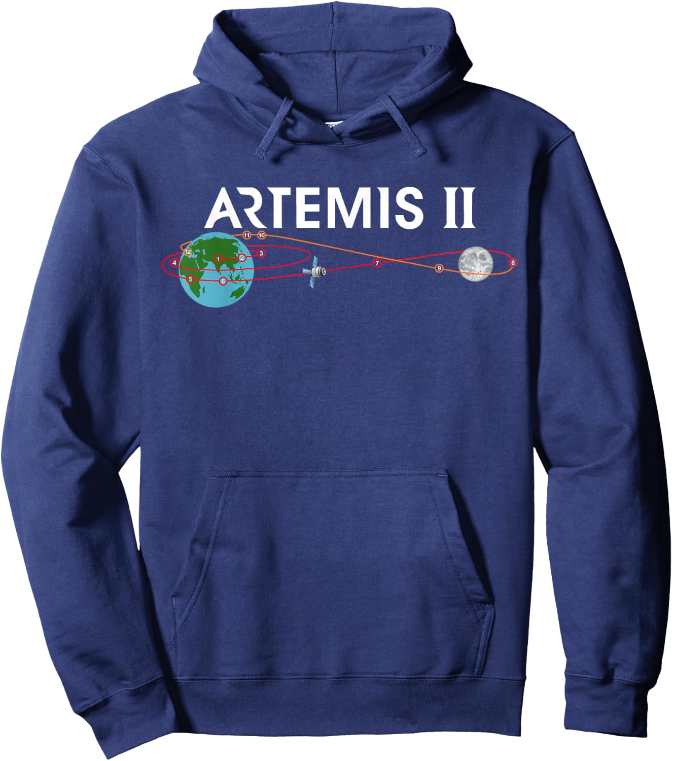 Artemis 2 Route Map SLS Rocket Launch Mission To The Moon Hoodie - Hoodie | Navy