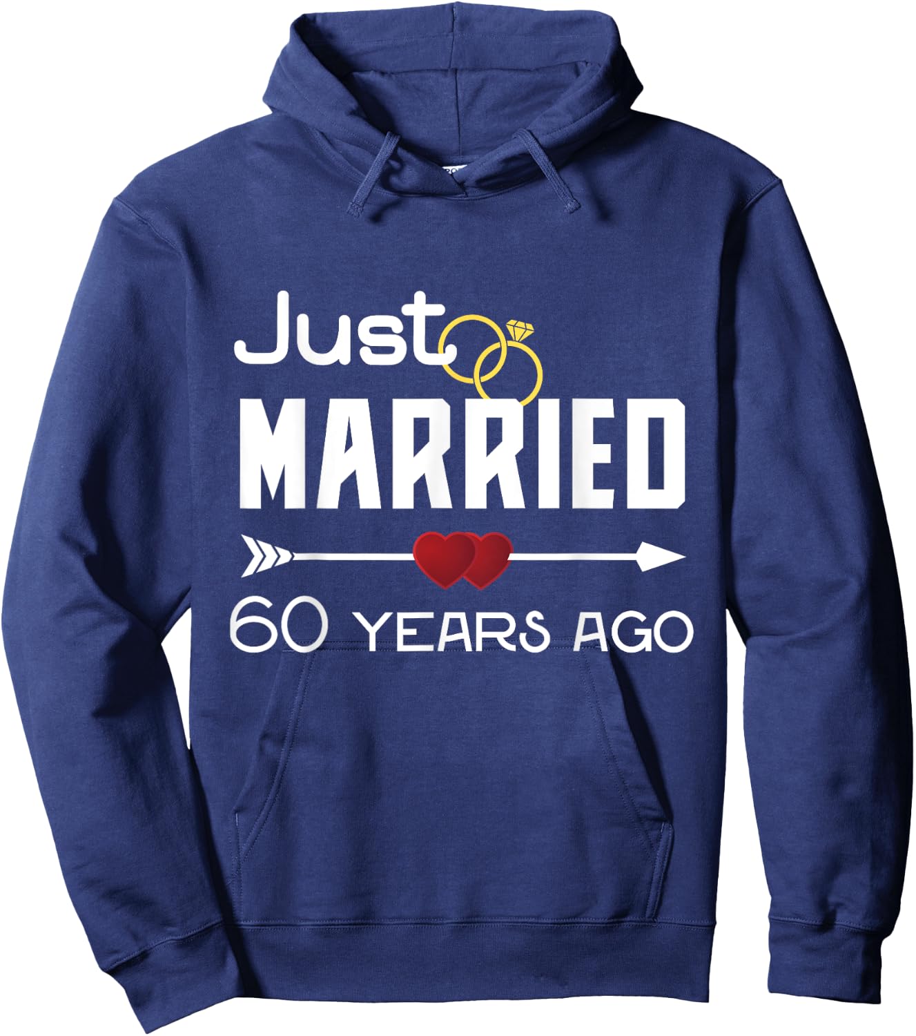 Just Married 60 Years Ago Shirt 60th Wedding Anniversary Hoodie - Hoodie | Navy