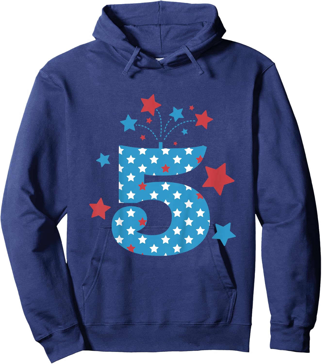 Red, White and Five - 5th Birthday Patriotic Firecrackers Hoodie - Hoodie | Navy