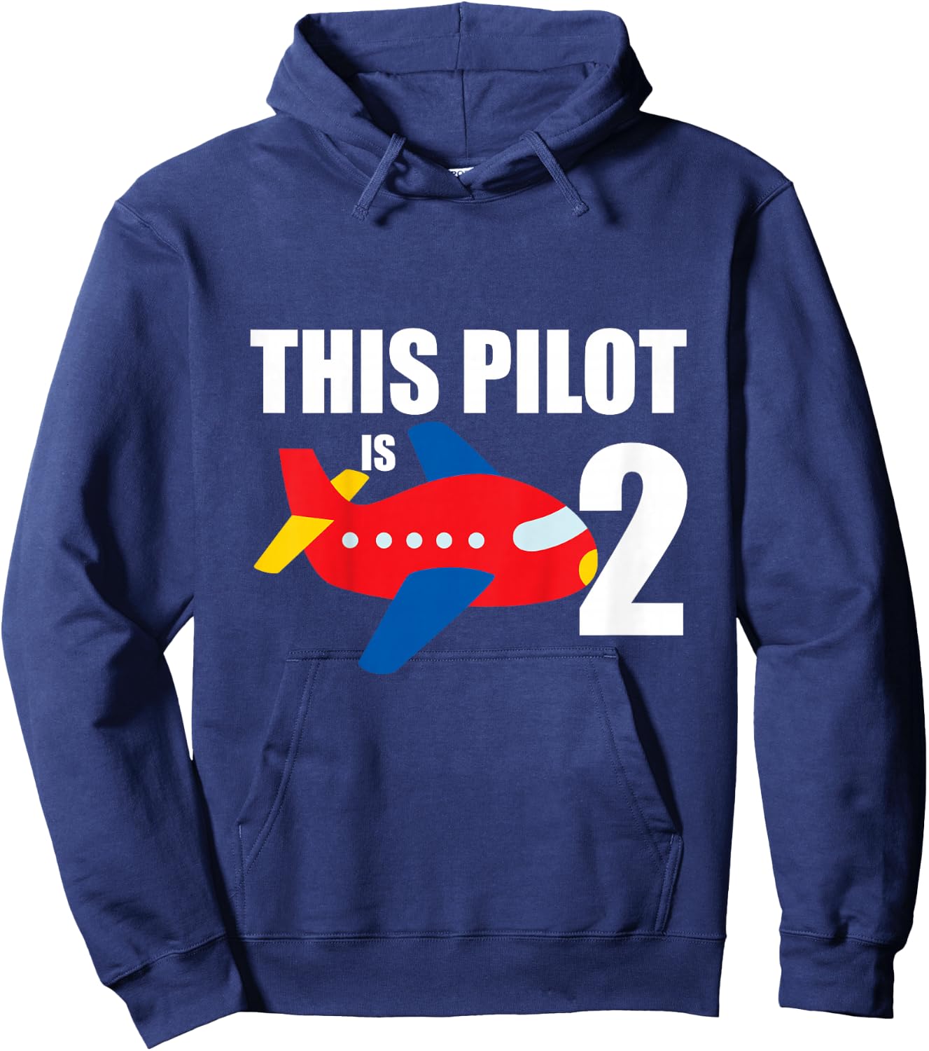 Kids Airplane 2nd Birthday 2 Years Old Toddler Boys Pilot Plane Hoodie - Hoodie | Navy