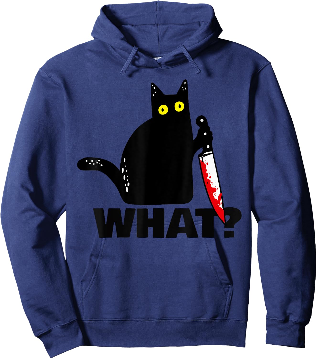 Cat What? funny Murderous Cat with knife Halloween Women Hoodie - Hoodie | Navy