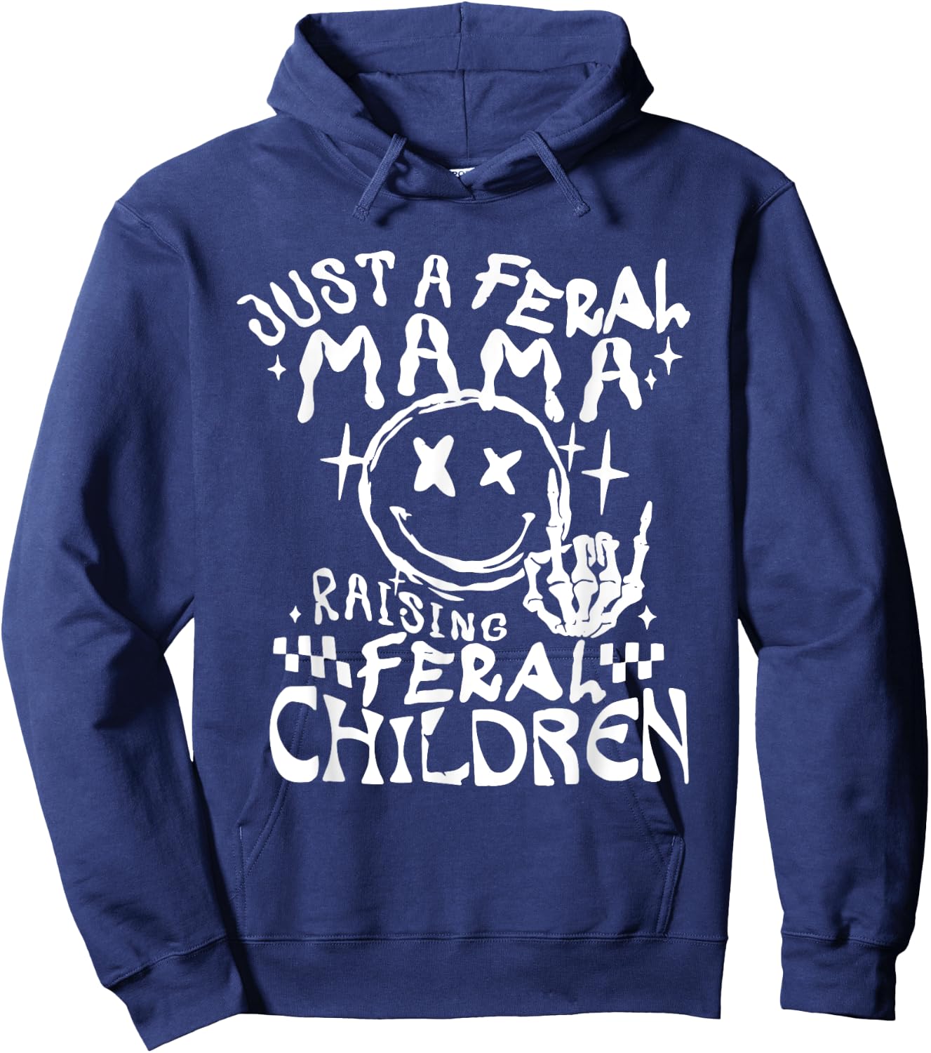 Retro Just a Feral mama busy raising feral children Hoodie - Hoodie | Navy