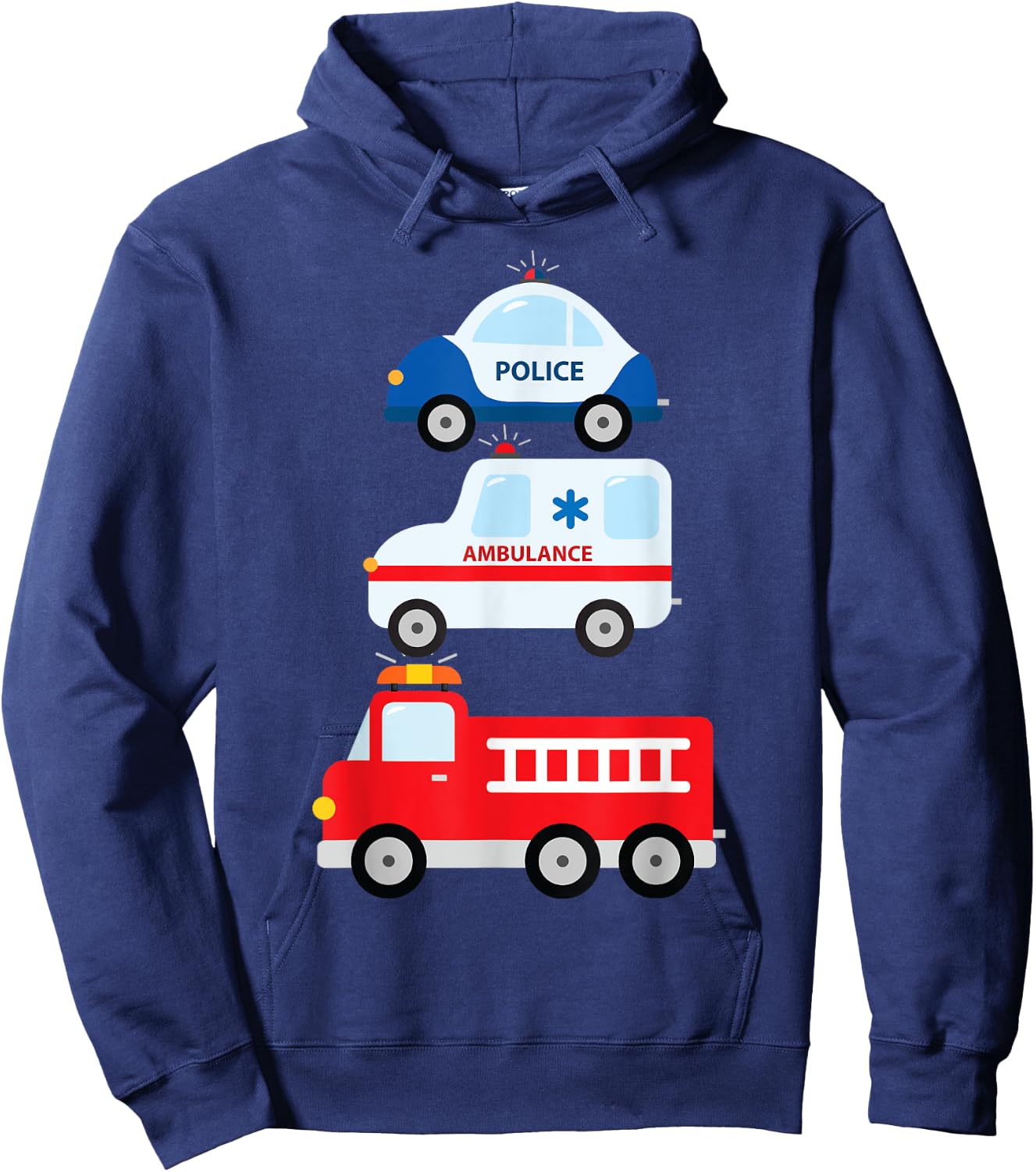 Emergency Vehicles Fire Truck Police Car Ambulance Cars Hoodie - Hoodie | Navy