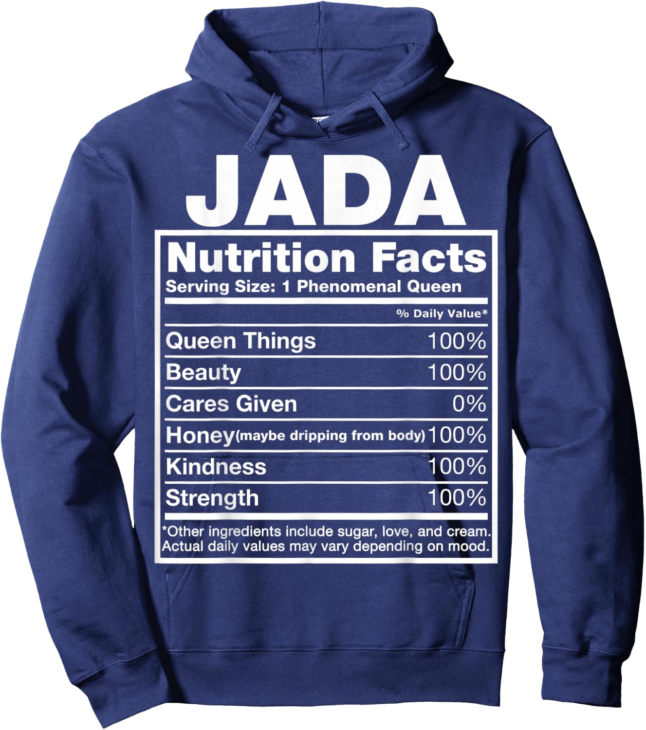 Jada Nutrition Facts Jada Name Birthday Shirt Hoodie - Hoodie | Navy