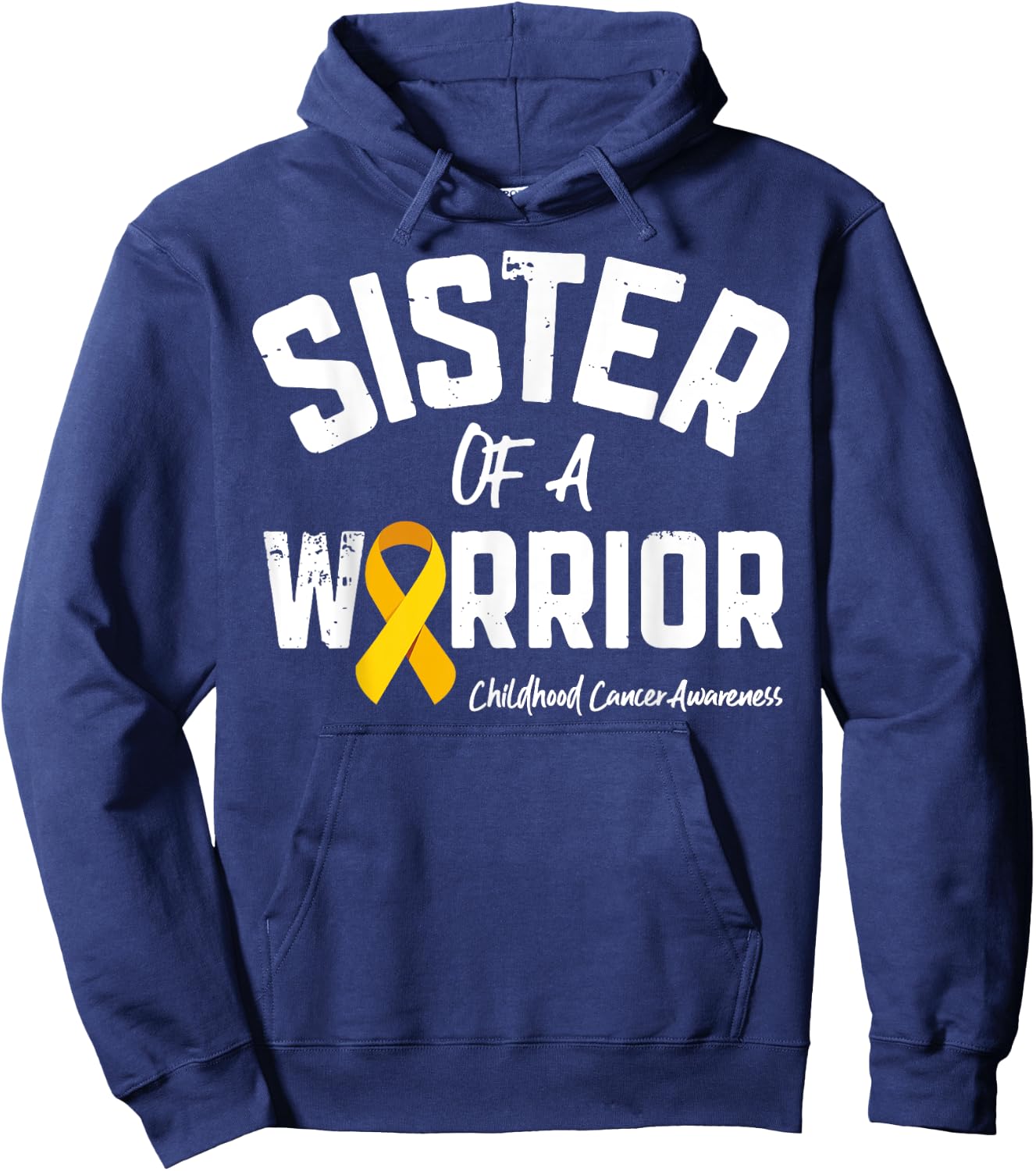 Sister Of A Warrior Childhood Cancer Awareness Girls Women Hoodie - Hoodie | Navy