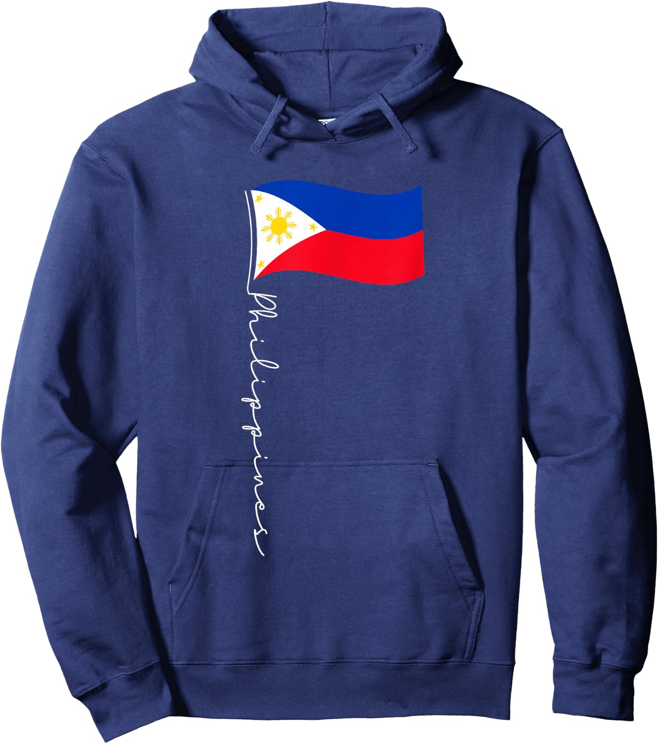 Family Heritage Gifts Philippines Signature Flag Pole - Elegant Filipino Flag Hoodie - Hoodie | Navy