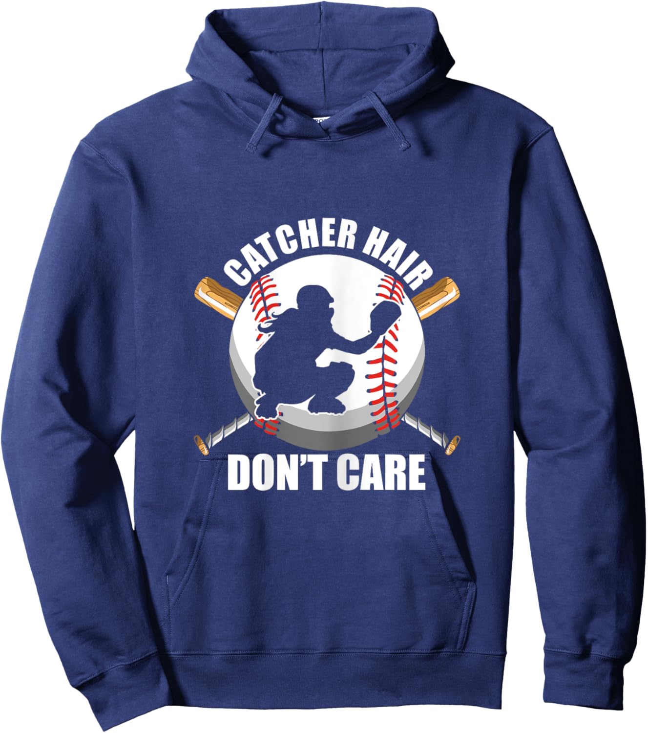 Do Not Care Catcher Hair Ball Baseball Softball Player Gift Hoodie - Hoodie | Navy