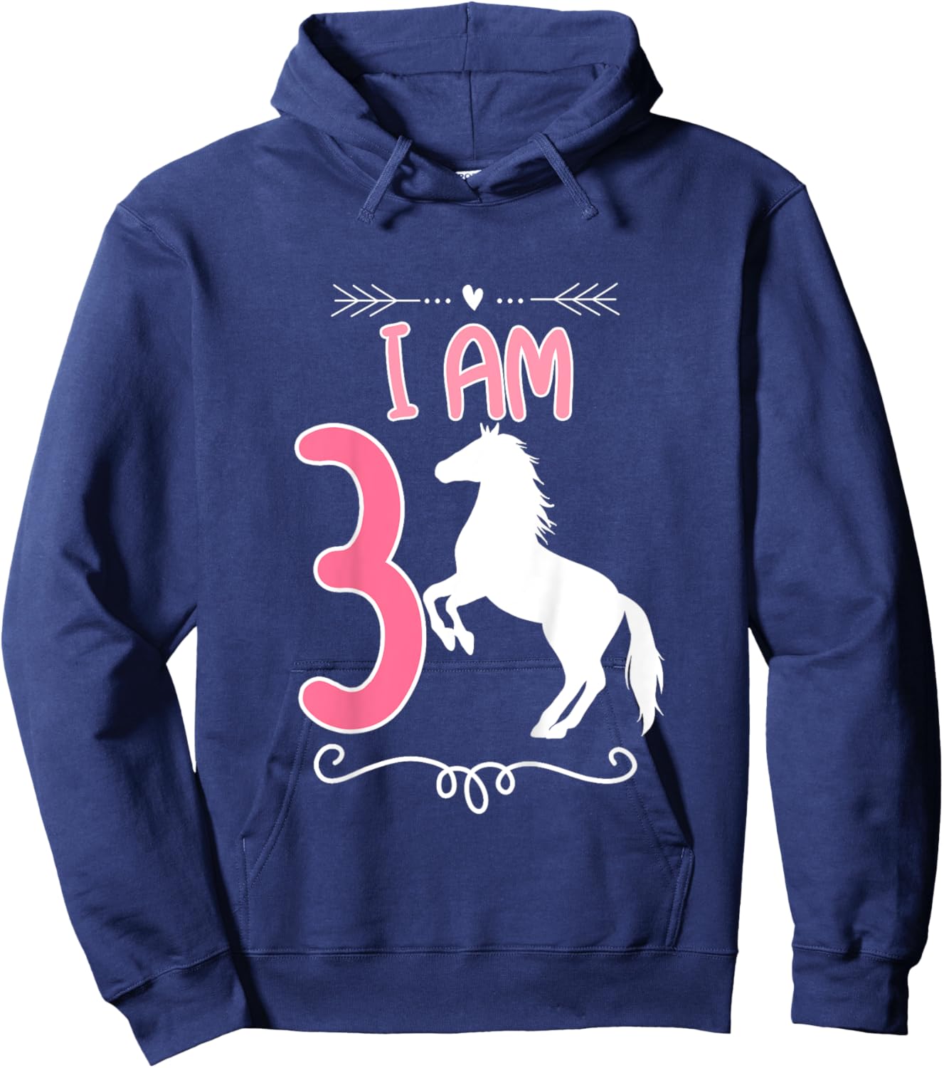 Horse Birthday Shirt 3 Years Old Birthday Outfit Girls Hoodie - Hoodie | Navy