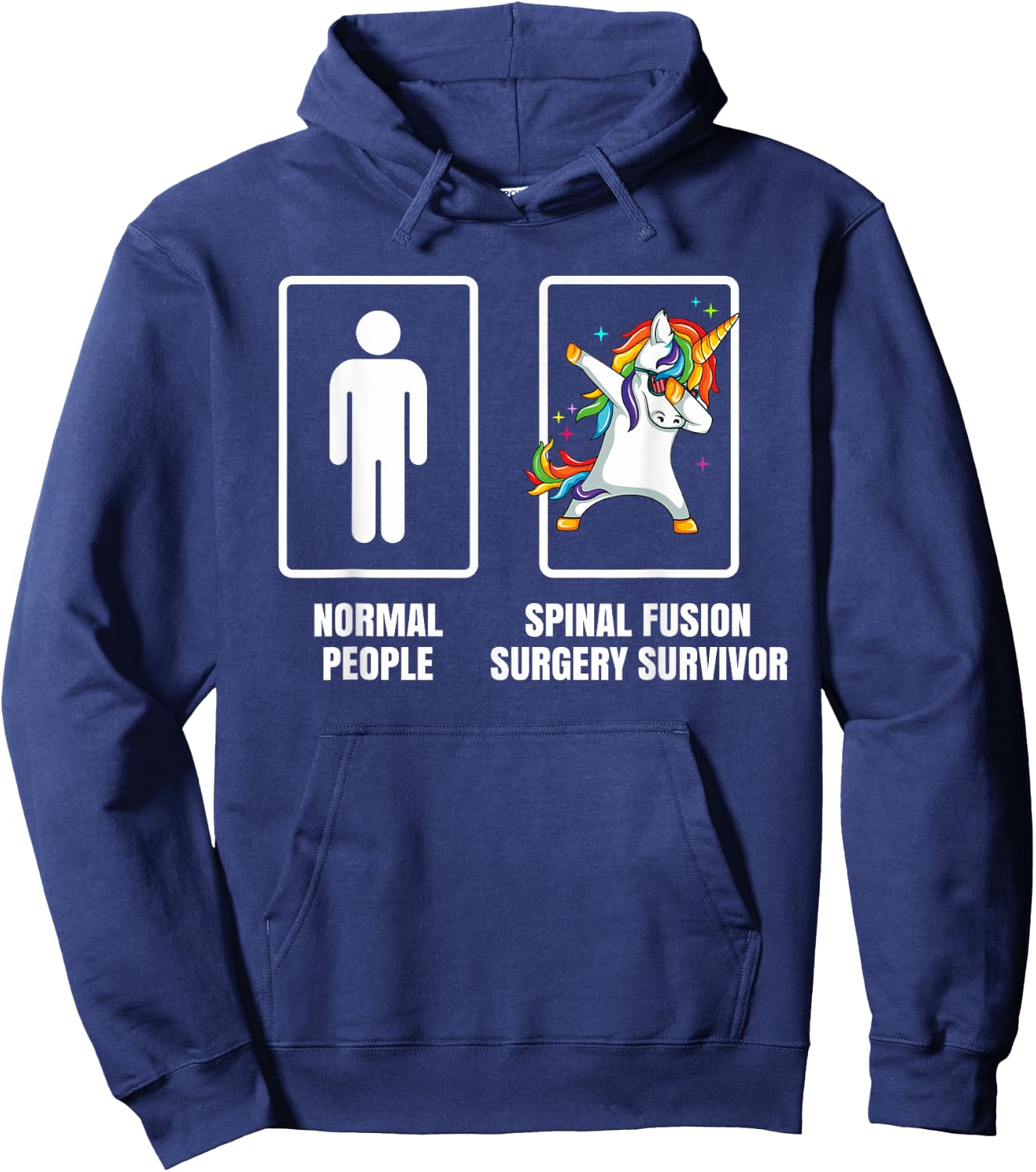 Dabbing Unicorn Spinal Fusion Surgery Survivor Recovery Gift Hoodie - Hoodie | Navy